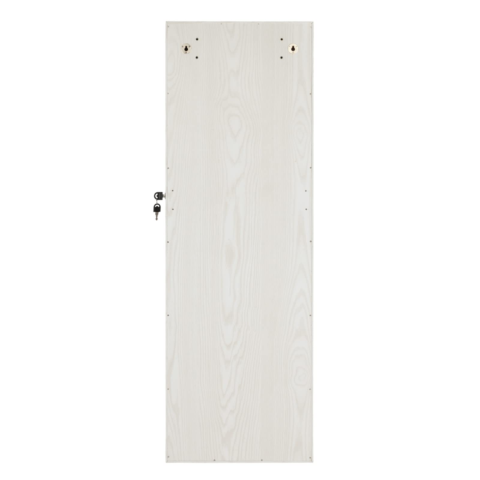 Vintage Style PVC Wood Grain Full-Length Mirror with Storage Cabinet - Jewelry Organizer & Dressing Mirror for Bedroom, Living Room, Entryway (White) | Perfect for Home Decor, Outfit Checks & Jewelry Storage