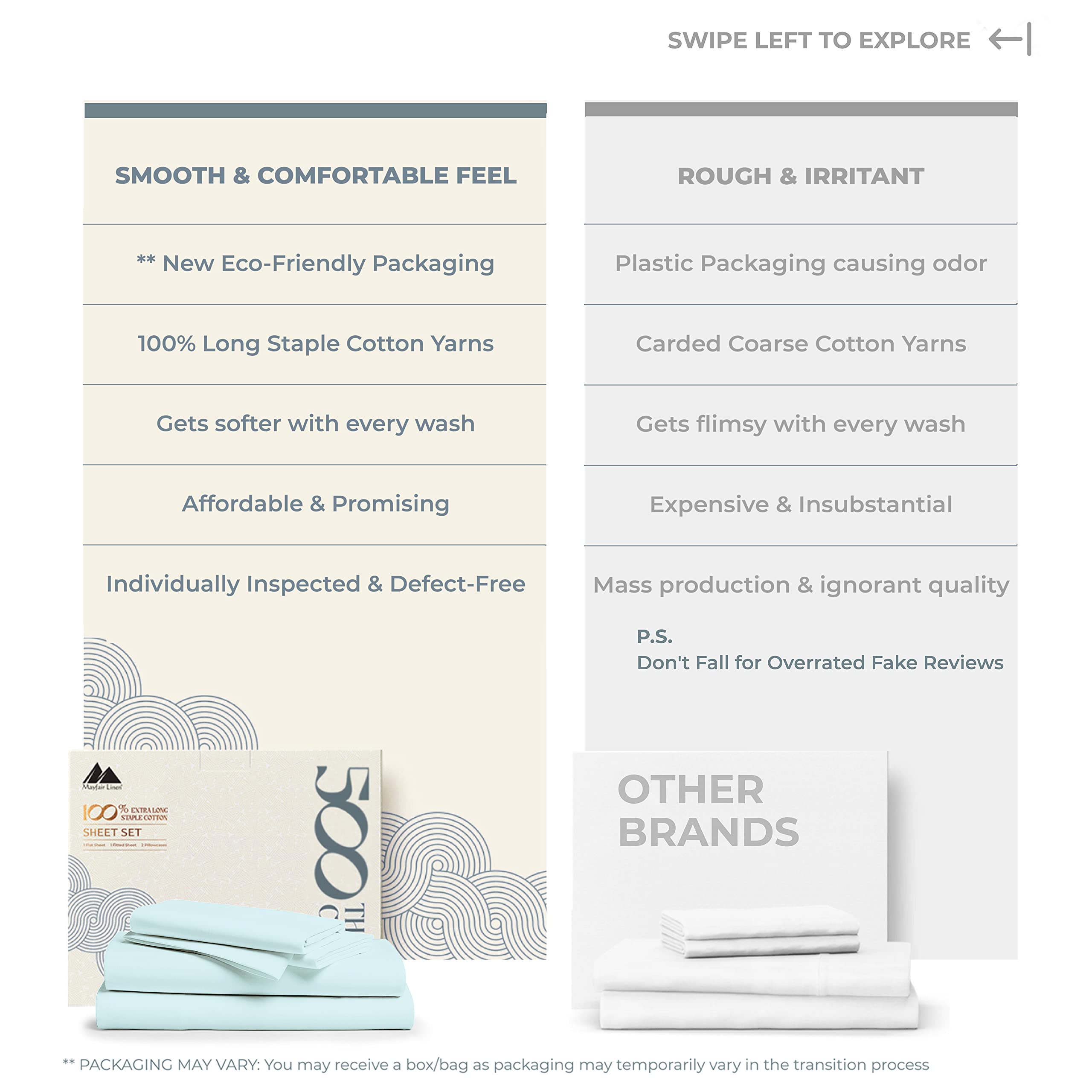 Mayfair Linen 500 Thread Count Twin XL Cotton Sheets - 3 Piece Ultra Soft Cooling Sateen Weave Bed Sheet Set in Sea Foam | Hotel Quality 16