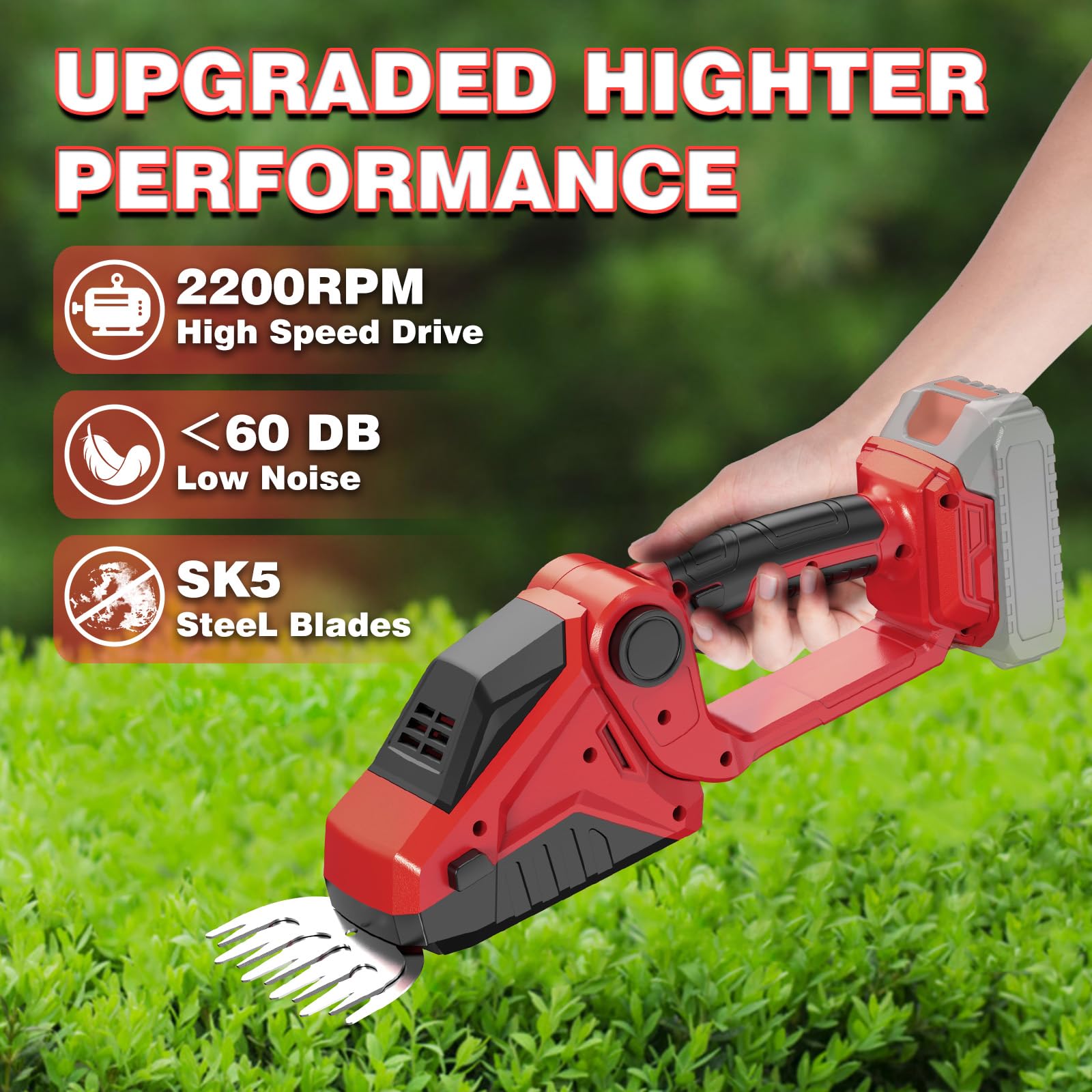 Milwaukee M18 Cordless Hedge Trimmer (Battery Not Included) - 2200RPM 2-in-1 Electric Shrub & Grass Cutter - Lightweight Handheld Trimmer for Gardening, Lawn Care, Yard Maintenance & Landscaping