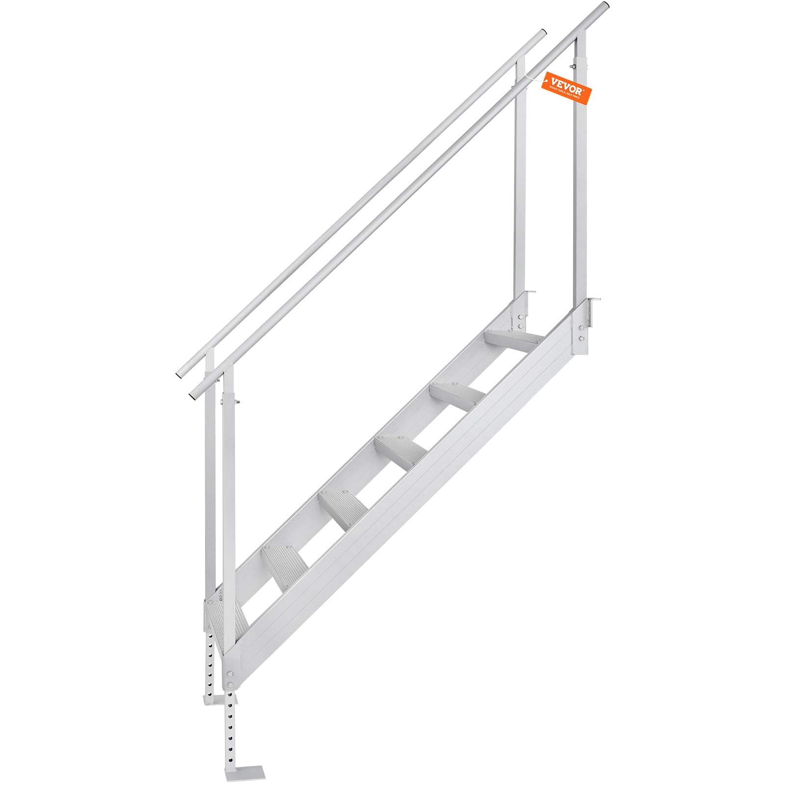 VEVOR 4-Step Aluminum Dock Ladder with Handrails - 500lb Capacity Adjustable Boat Steps for Pool, Lake & Marine Use - Wide Non-Slip Pedals for Pontoon, RV & Home Boarding - Perfect for Swimming, Fishing & Water Sports Access