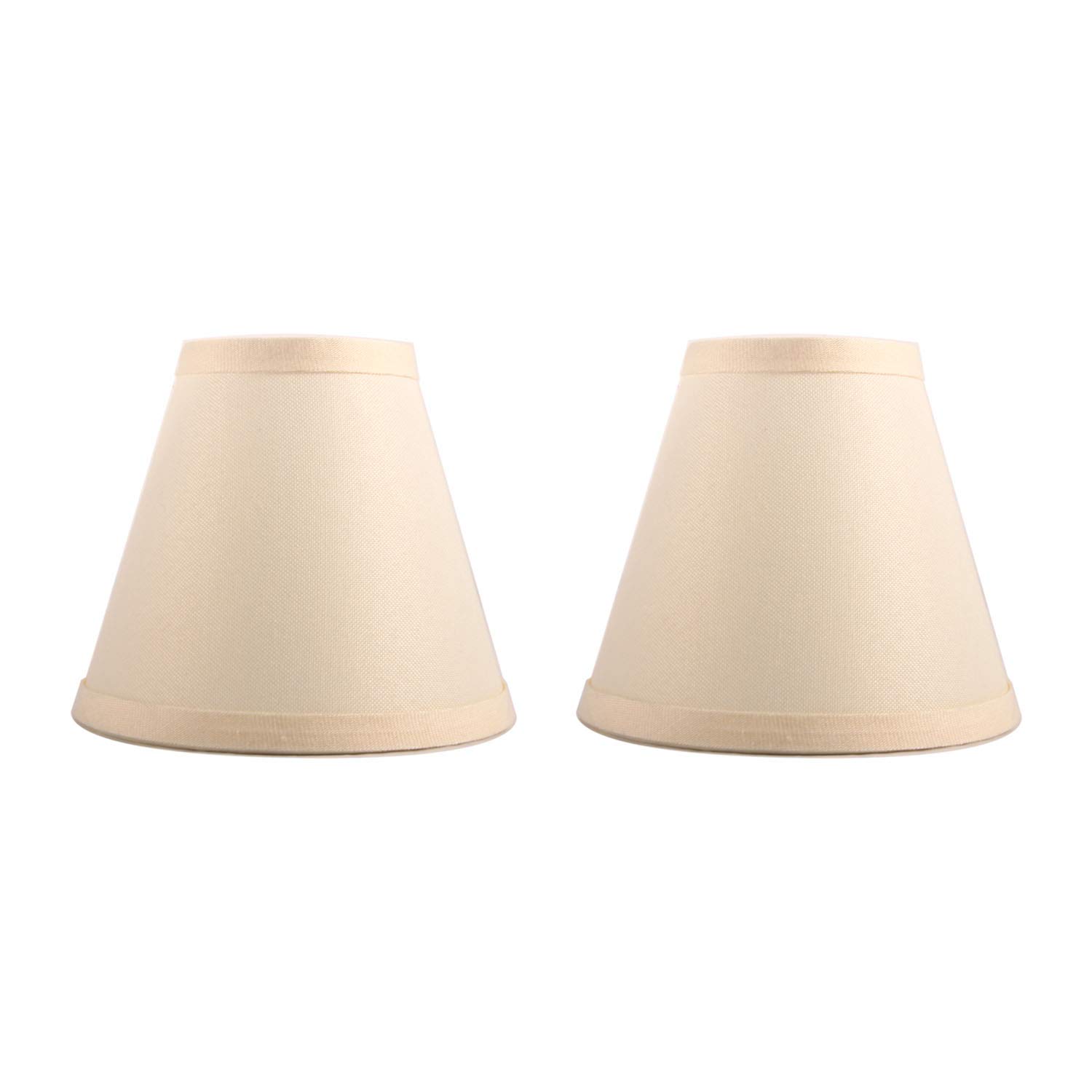 Hardback Empire Linen Drum Lamp Shade 3x5x6 Inches - Clip On Chandelier Shade in Beige (2 Pack) for Living Room, Bedroom & Dining Room Lighting Decor
