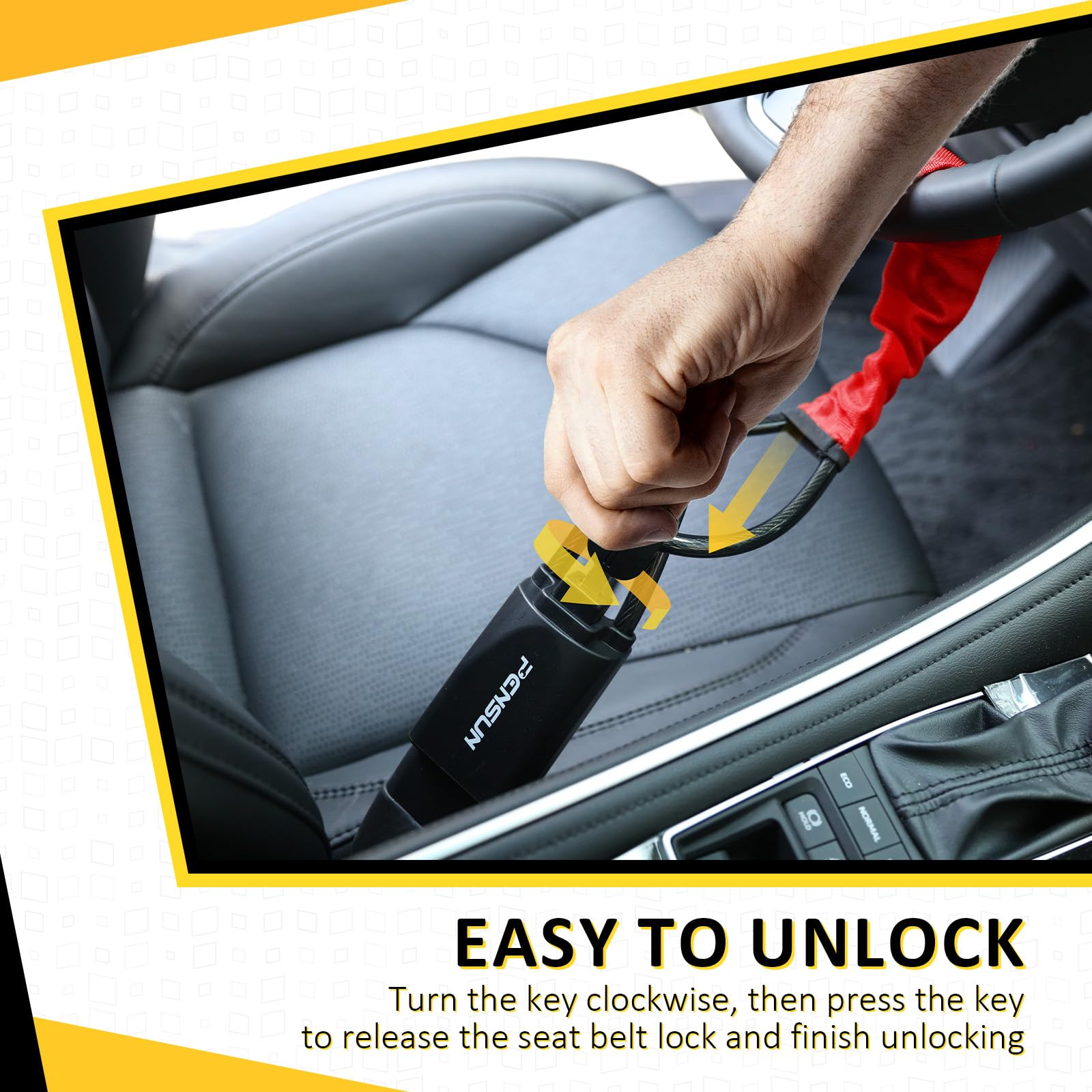 Universal Anti-Theft Car Steering Wheel Lock - Fits Most Vehicles, Trucks, SUVs & Vans - Heavy Duty Security Device with 3 Keys (Red) - Perfect for Parking Protection & Theft Prevention