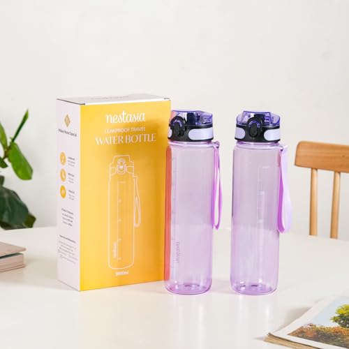 1L Set of 2 Lavender Transparent Bottle