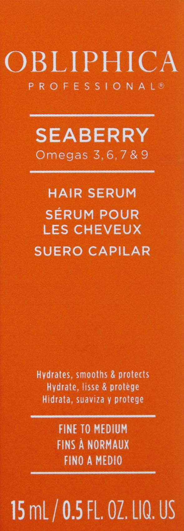 Obliphica Seaberry Leave-In Hair Serum for Fine & Medium Hair - Vitamins & Omegas for Frizz-Free, Nourished & Dry Hair - Promotes Hair Growth - 0.5 Fl Oz - Perfect for Daily Hydration & Smoothing Styling