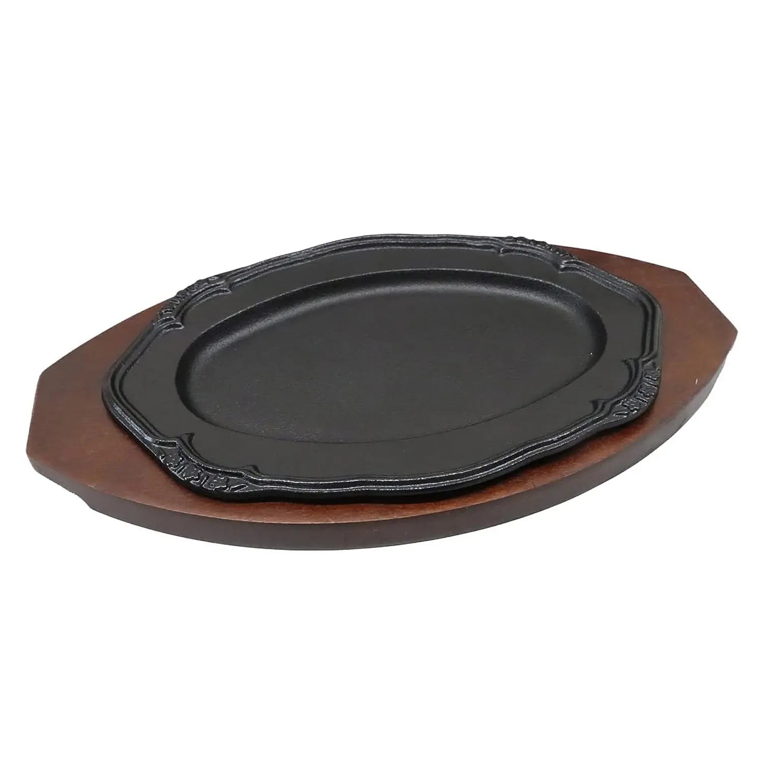Asahi Premium Cast Iron Sizzler Platter - 12 Inch Japanese Grill Plate for Steak, Fajitas & Hibachi - Perfect for Restaurants, Home Cooking & Outdoor BBQ