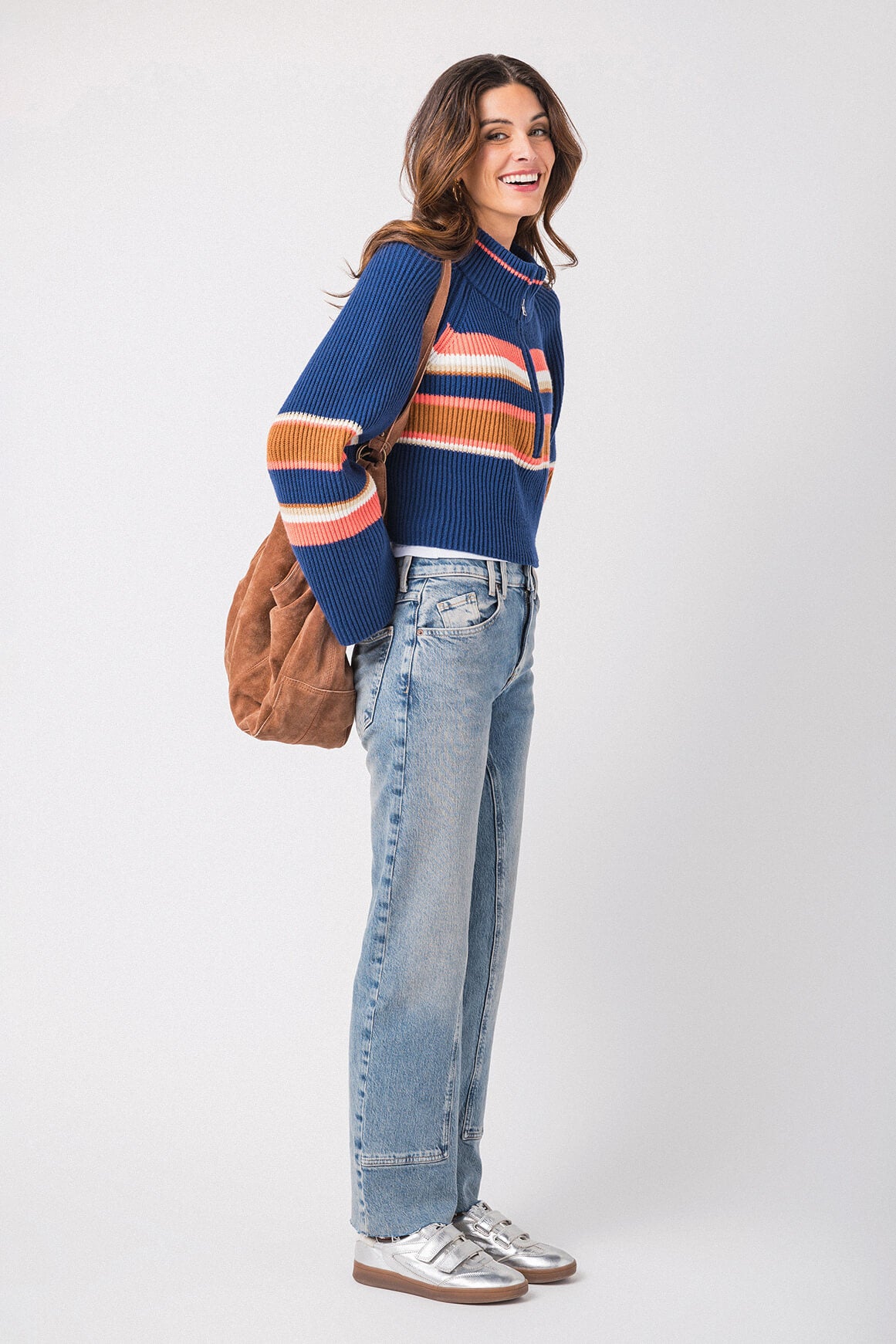 Free People Striped Greta Half Zip Sweatshirt - Women's Casual Pullover for Fall & Winter | Perfect for Layering, Lounging & Outdoor Activities
