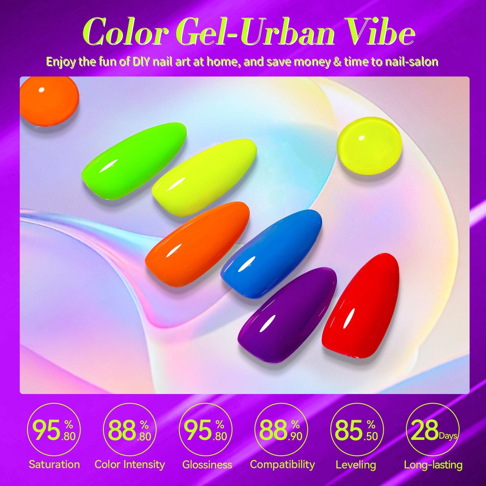6 Colors BORN PRETTY Gel Nail Polish Set - Urban Vibe Collection (7ml Each) for DIY Manicure & Nail Art at Home