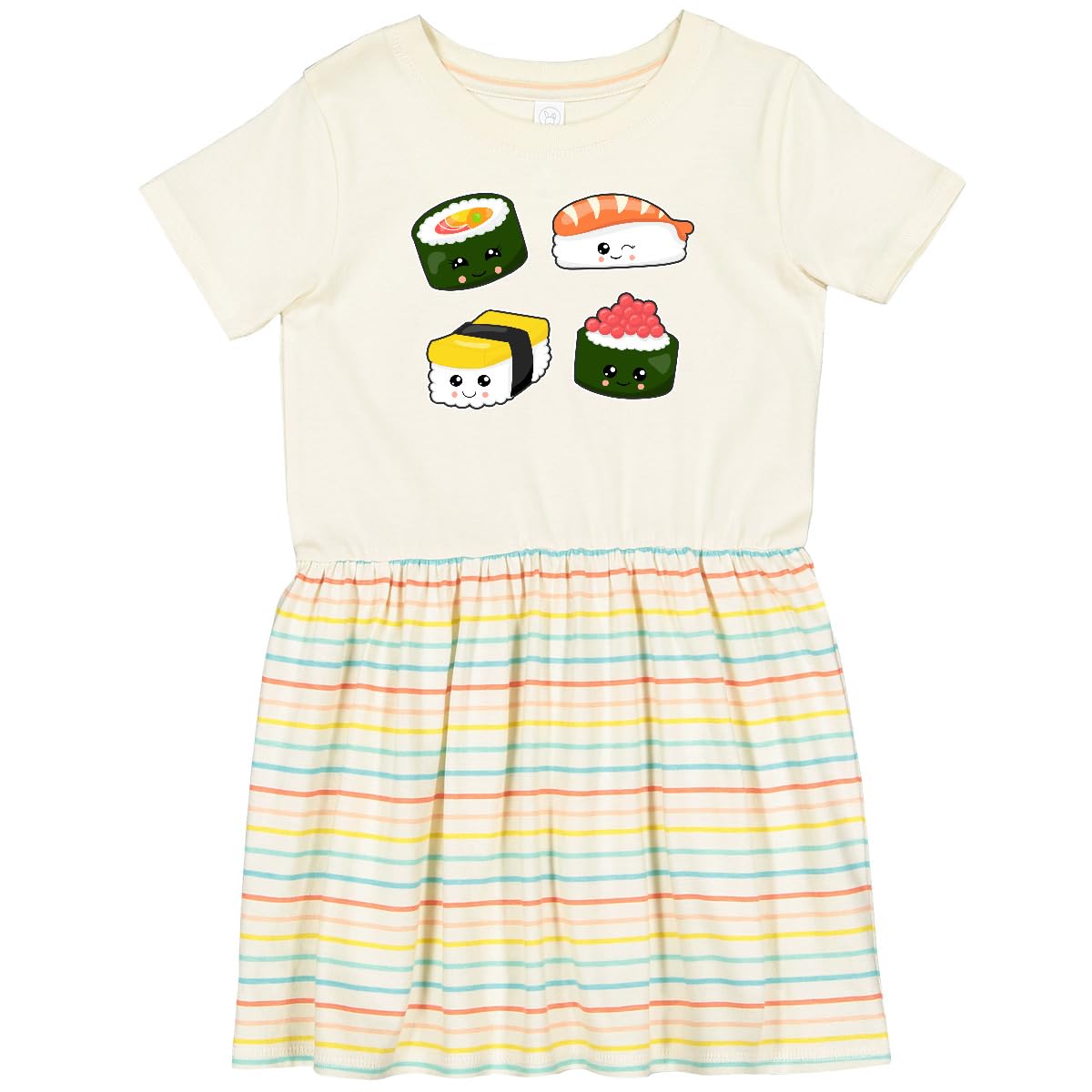 Inktastic Sushi with Faces Toddler Dress - Cute Japanese Food Print Baby Girl Outfit for Birthday, Party & Casual Wear