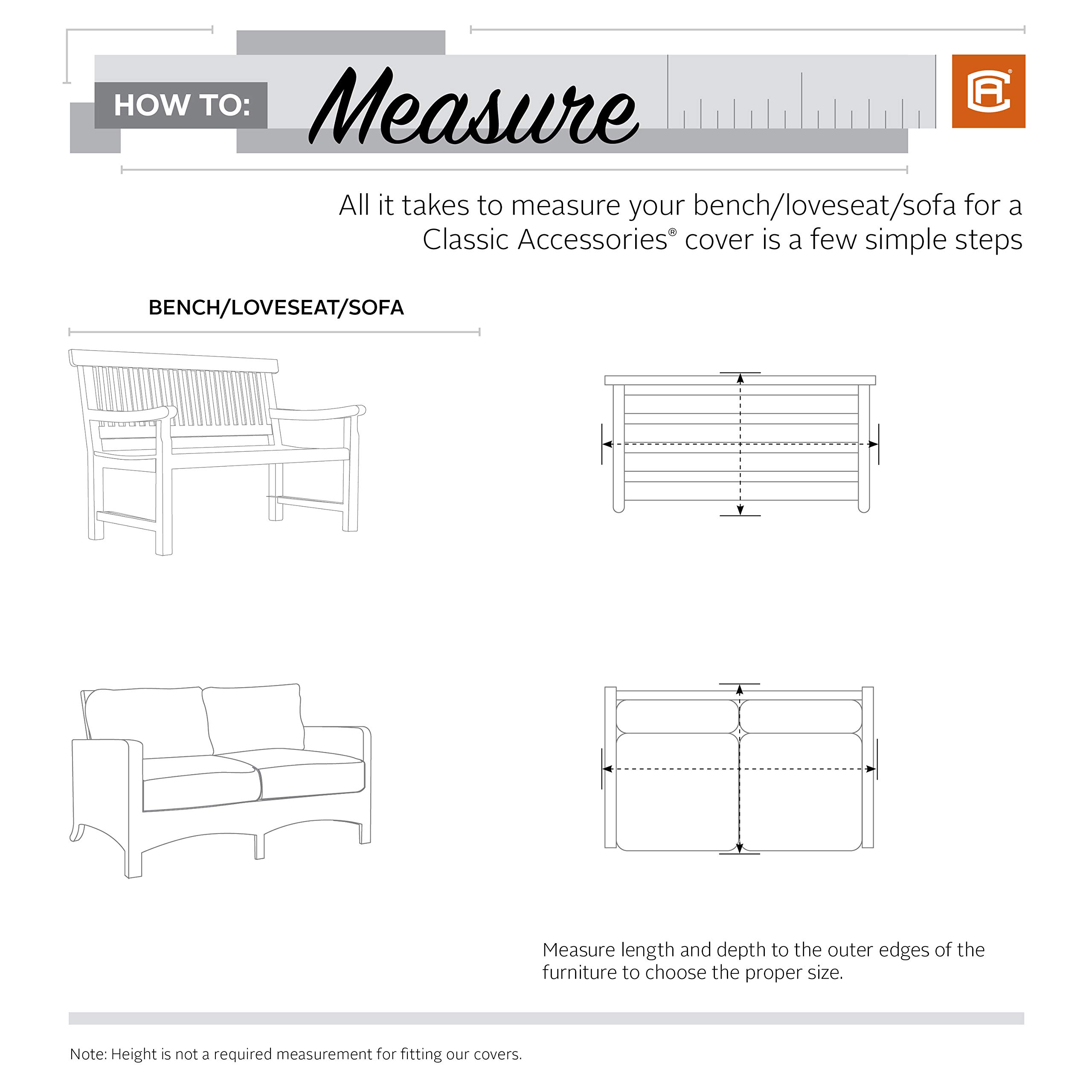Classic Accessories Terrazzo Water-Resistant 88 Inch Deep Seated Patio Loveseat Cover - Durable Outdoor Bench Protection for All Weather, Perfect for Patio, Garden, and Backyard Furniture