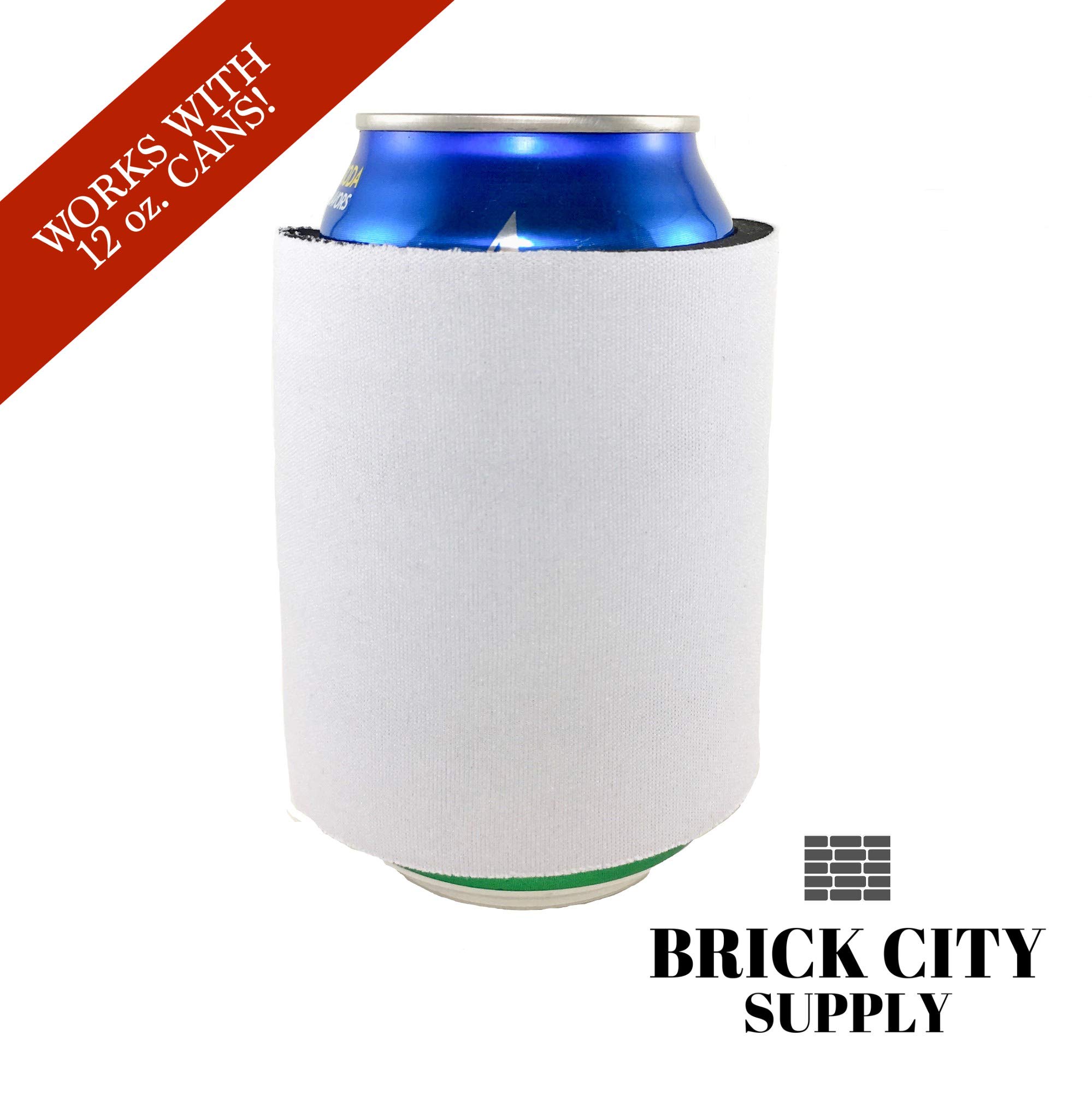 Custom White Slap Can Cooler Blanks - Sublimation or Vinyl Ready Neoprene Drink Holders (10-Pack) - Perfect for Parties, Tailgating, and Outdoor Events