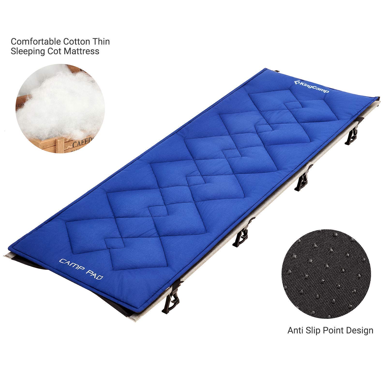 KingCamp Heavy Duty Folding Camping Cot with Comfortable Foam Topper - Portable Outdoor Bed for Camping, Hiking & Backpacking