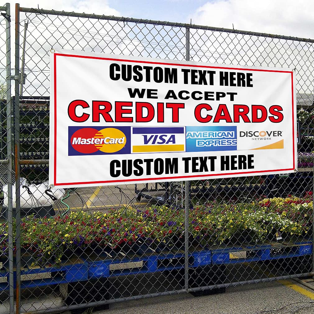Custom Vinyl Banner 48x96 Inches - Weatherproof Outdoor Sign with 8 Grommets for Restaurants, Cafes & Bars | Personalized Text | Multiple Sizes Available | Credit Cards Accepted | Perfect for Yard Signs, Business Advertising & Event Decorations