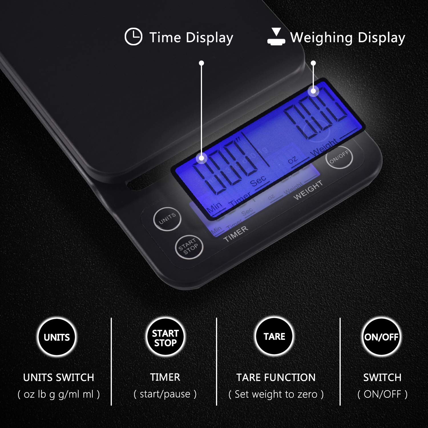 Premium Digital Coffee Scale with Timer - Accurate Measurement for Pour Over, Drip Coffee & Espresso | Perfect for Home Baristas & Coffee Shops