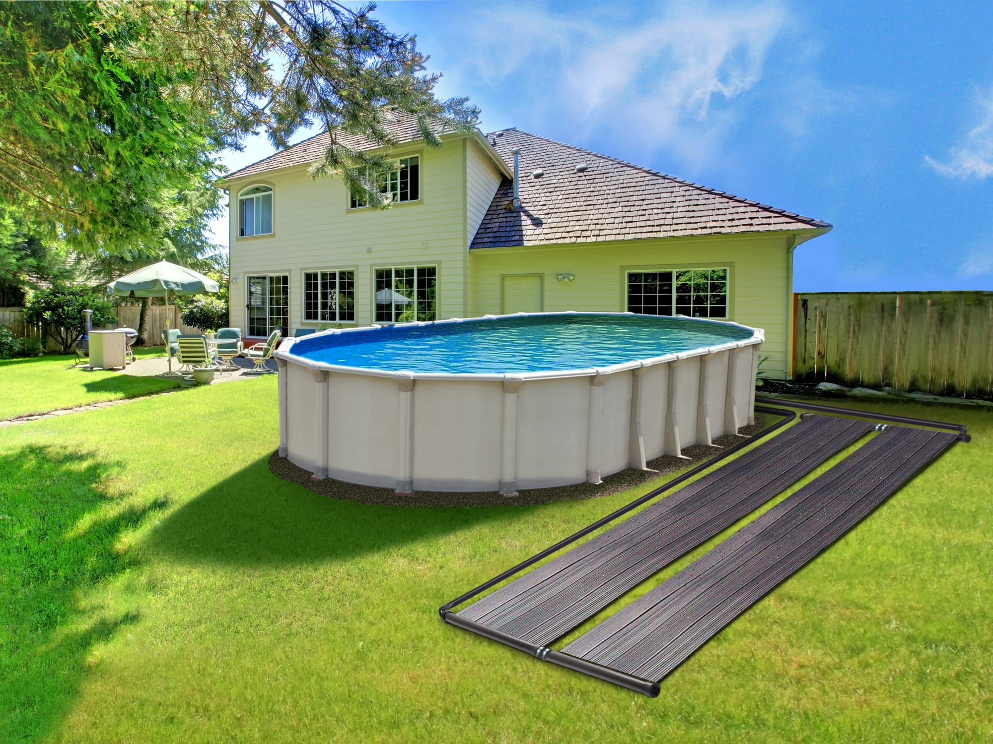 SunQuest Solar Pool Heater Panel - 2ft x 20ft Solar Water Collector with Hose Adapters for Above Ground Pools | UV-Resistant Polypropylene DIY Installation | Perfect for Backyard, Inground, and Small Pools