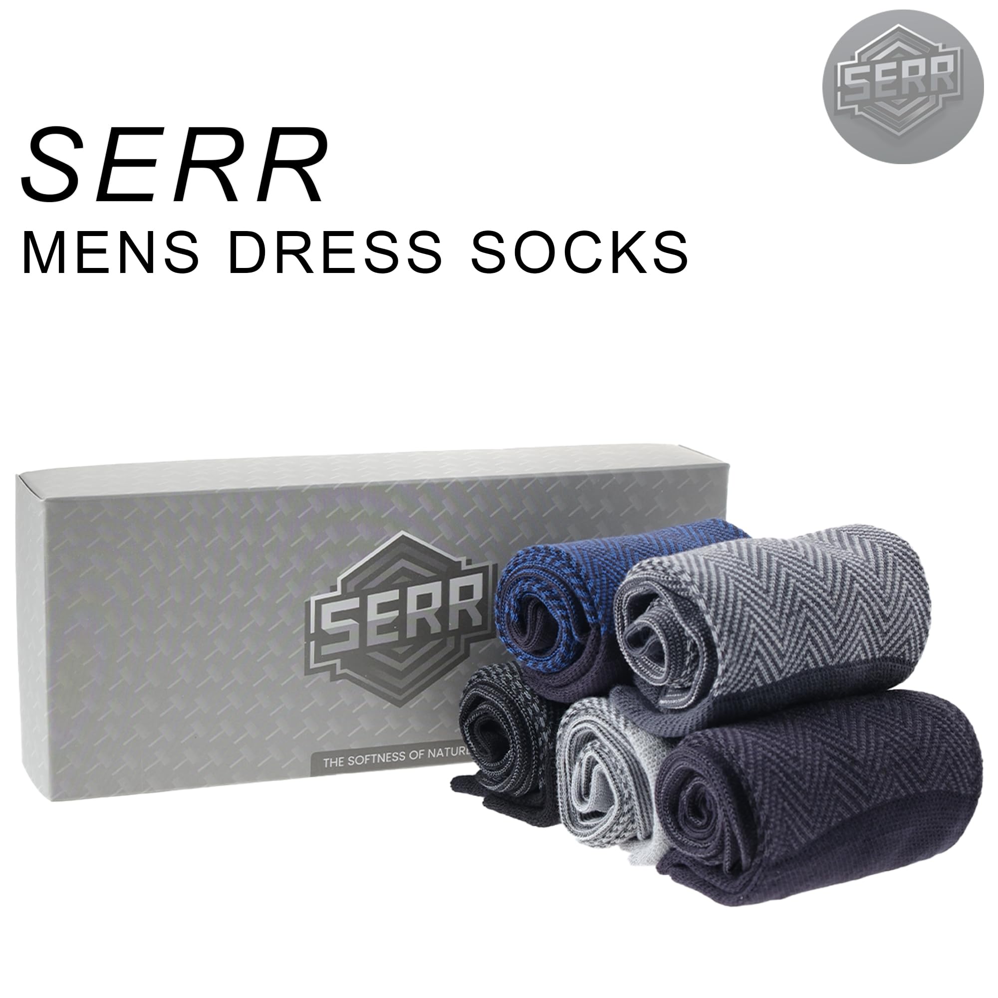 Premium Men's Dress Socks - 5 Pairs Rayon Bamboo Crew Socks for Business & Casual Wear - Breathable Comfort Socks with Gift Box - Ideal for Office, Weddings & Daily Use - Perfect Gift for Men