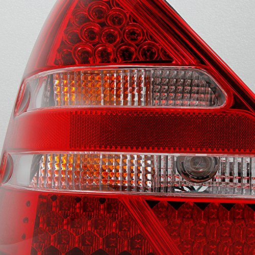 AKKON Red Clear LED Tail Lights Brake Lamps for Mercedes Benz R170 SLK Class - Left & Right Replacement Pair | Enhances Night Visibility & Style