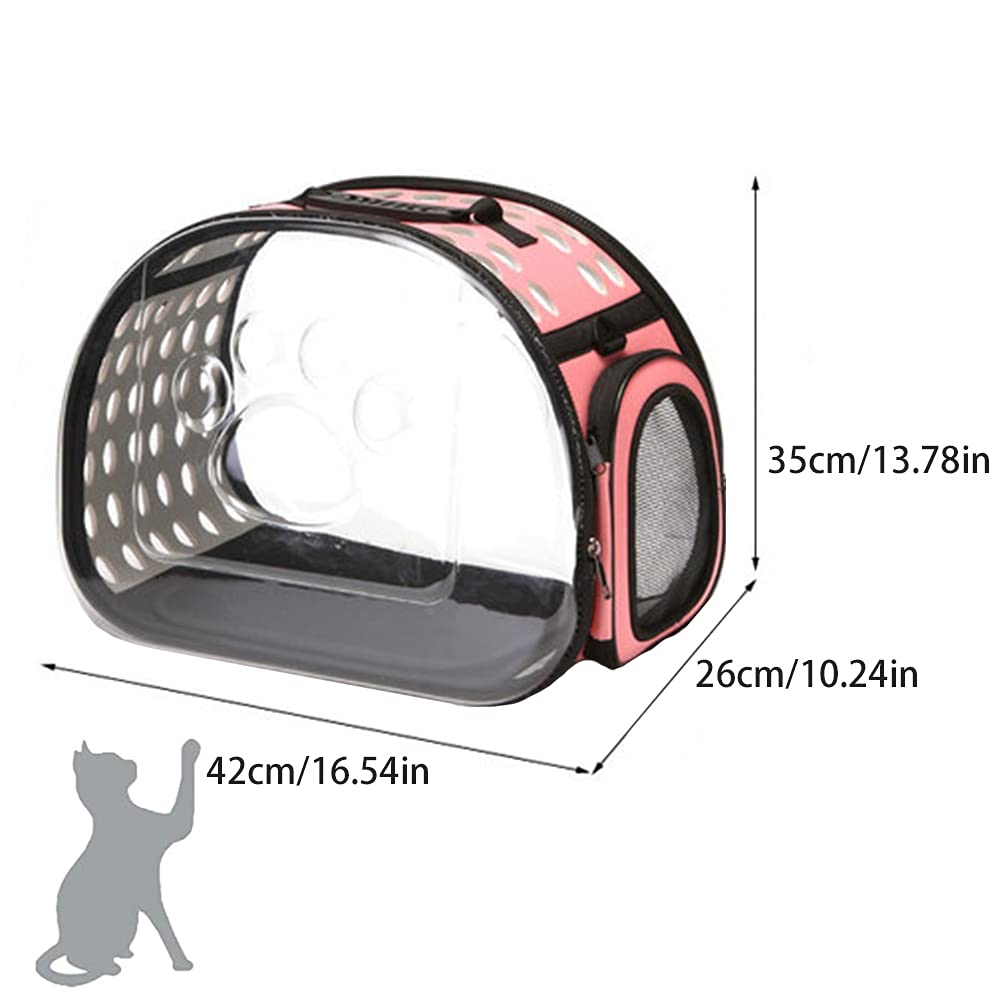 Transparent Pet Carrier Bag for Cats & Dogs - Foldable Space Capsule Design, Travel Handbag & Shoulder Bag for Outdoor Adventures (Pink) - Perfect for Air Travel, Vet Visits & Daily Walks