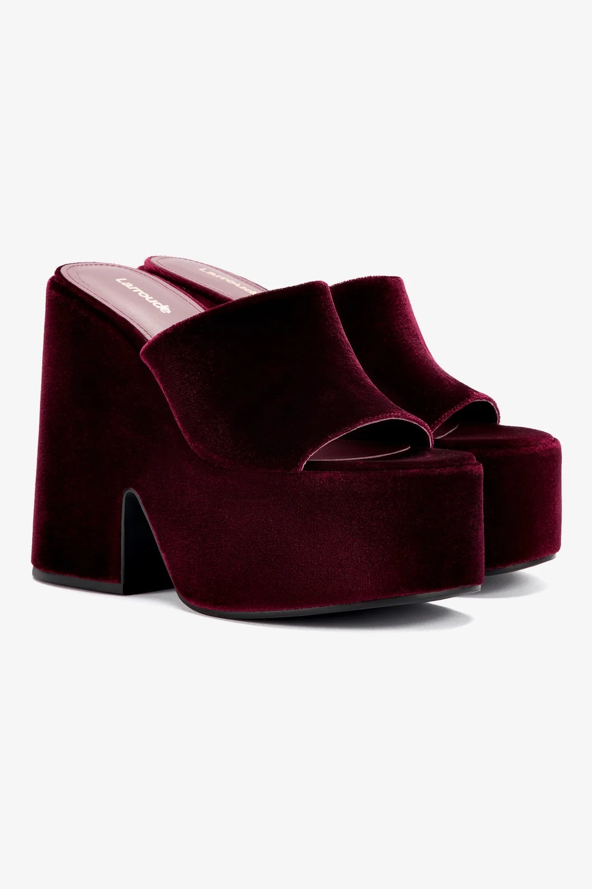 Wanda Platform Mule Shoes - Women's Comfortable Velvet Slip-On Loafers in Merlot Red for Casual Wear & Office Outfits