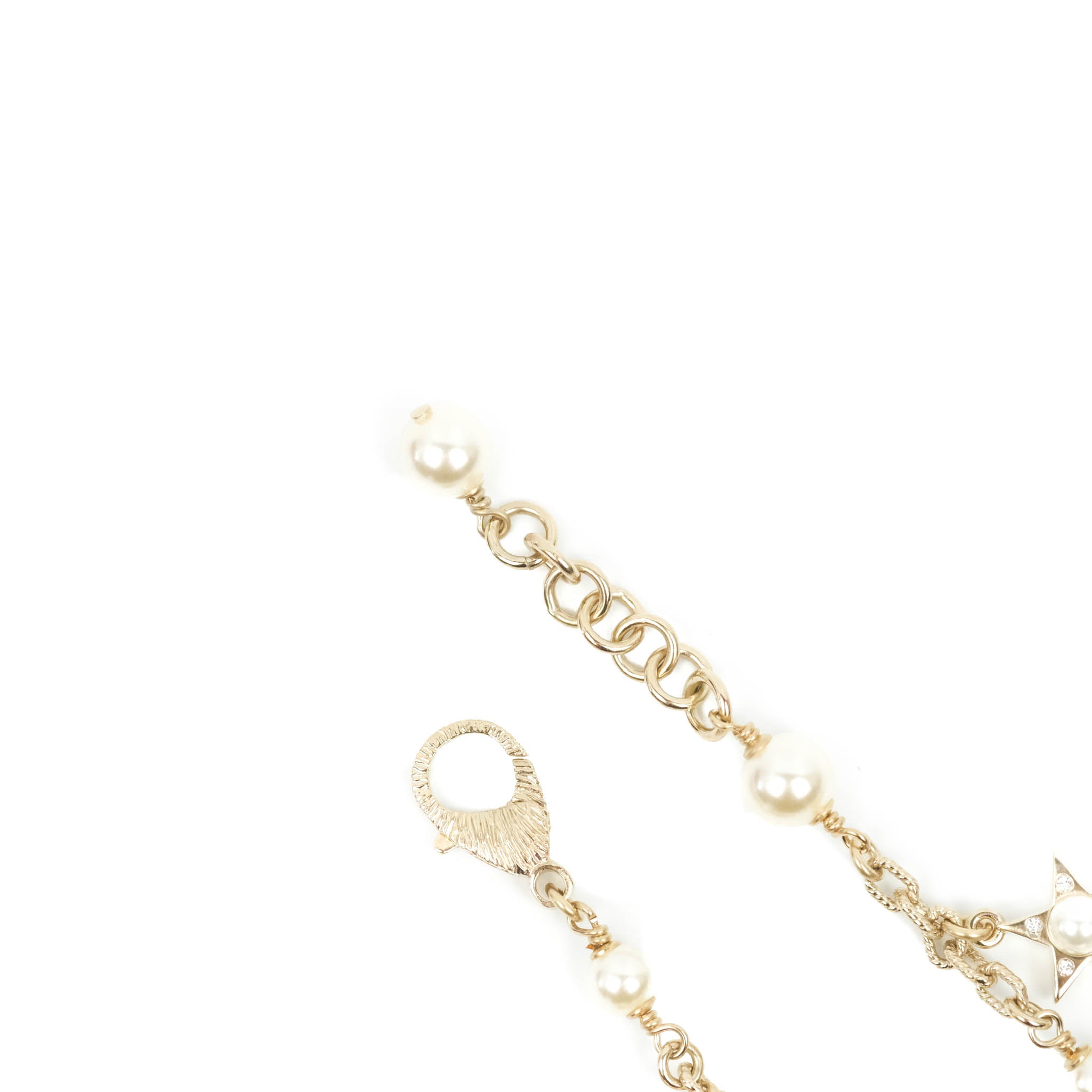 Chanel CC Crystal Pearl Charm Bracelet in Gold Tone - Elegant 20V Jewelry for Women, Perfect for Parties, Weddings & Special Occasions