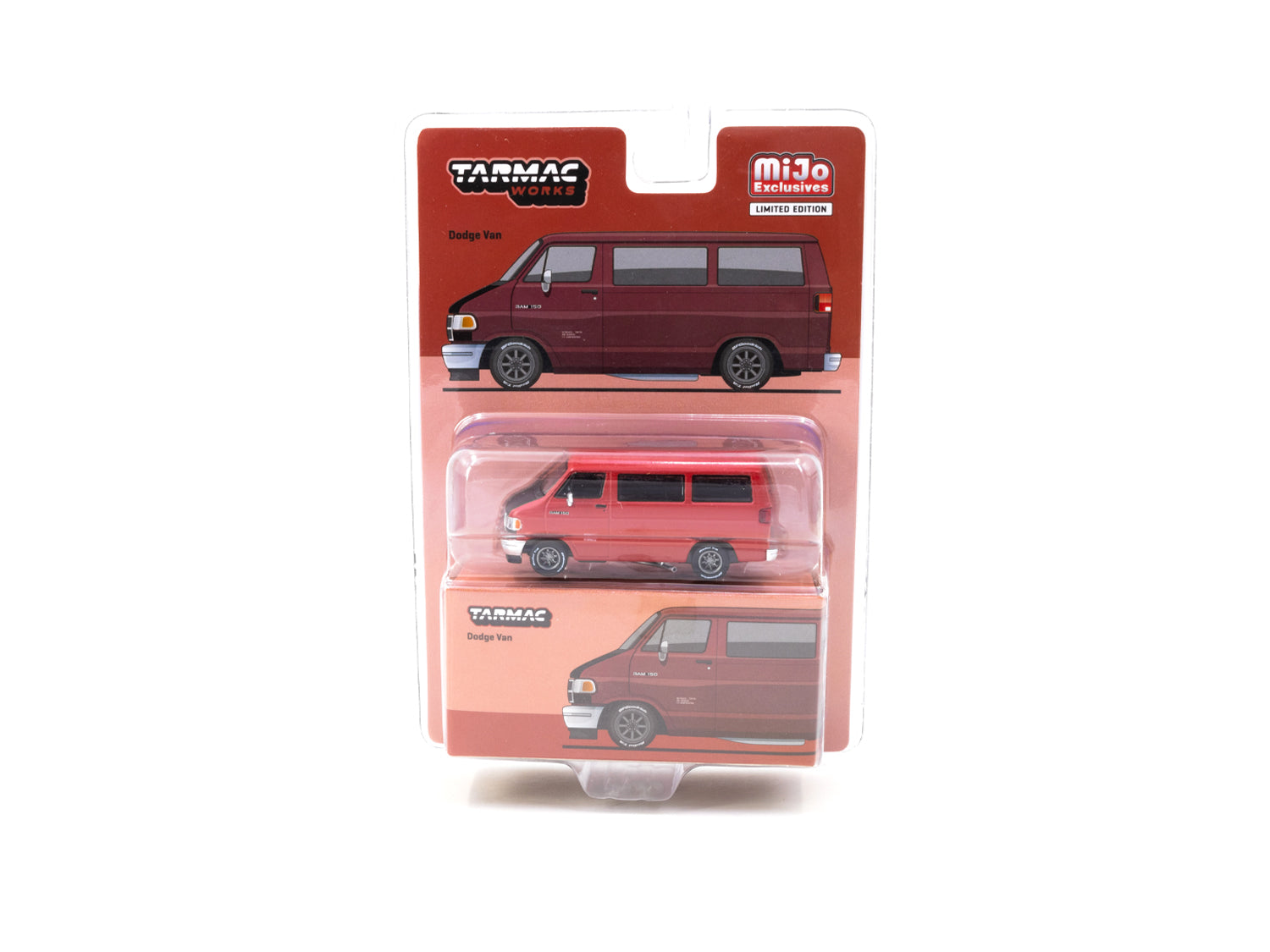 1/64 Scale Tarmac Works Dodge Van Diecast Model Car - Red GLOBAL64 - Perfect for Collectors, Display & Racing Scenes