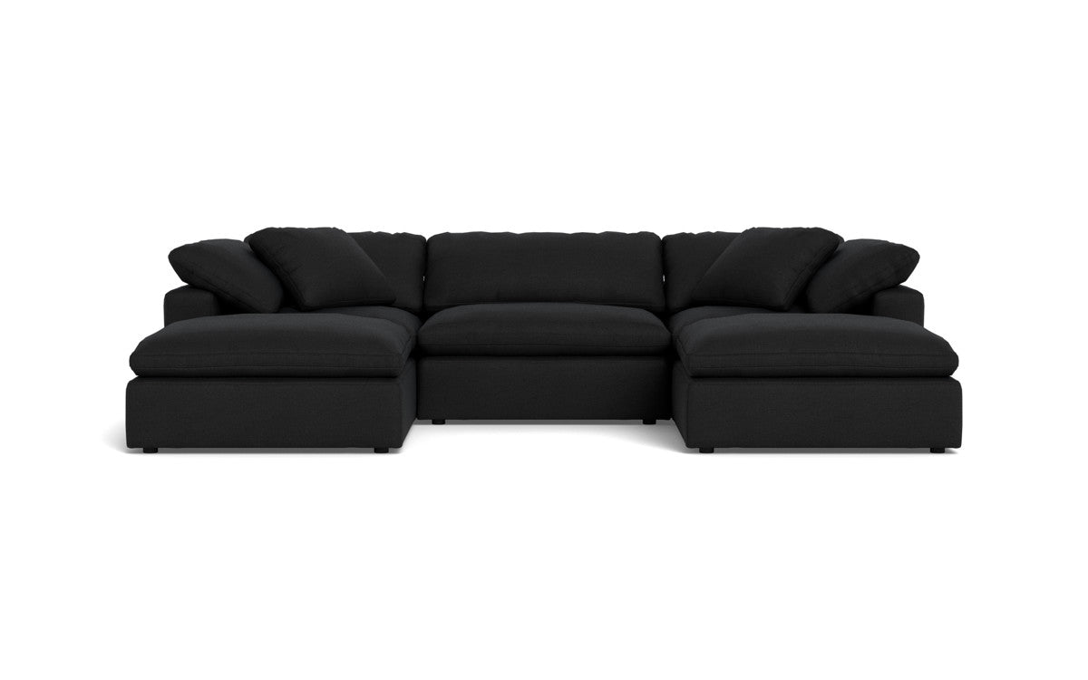 Fluffy 3-Piece Sofa Set with Double Ottoman - Soft and Comfortable Living Room Furniture for Small Spaces, Apartment, Dorm or Lounge Area