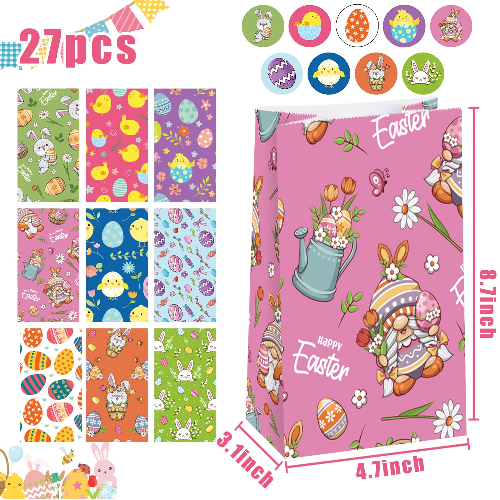 27 Pack Easter Treat Bags - 4.7