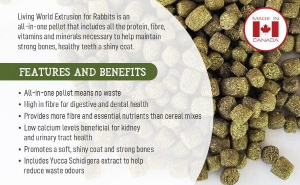 Premium Living World Extrusion Rabbit Food - High Fiber, Nutrient-Rich Pellets for Healthy Bunnies | Ideal for Indoor & Outdoor Pet Rabbits, Guinea Pigs & Small Animals