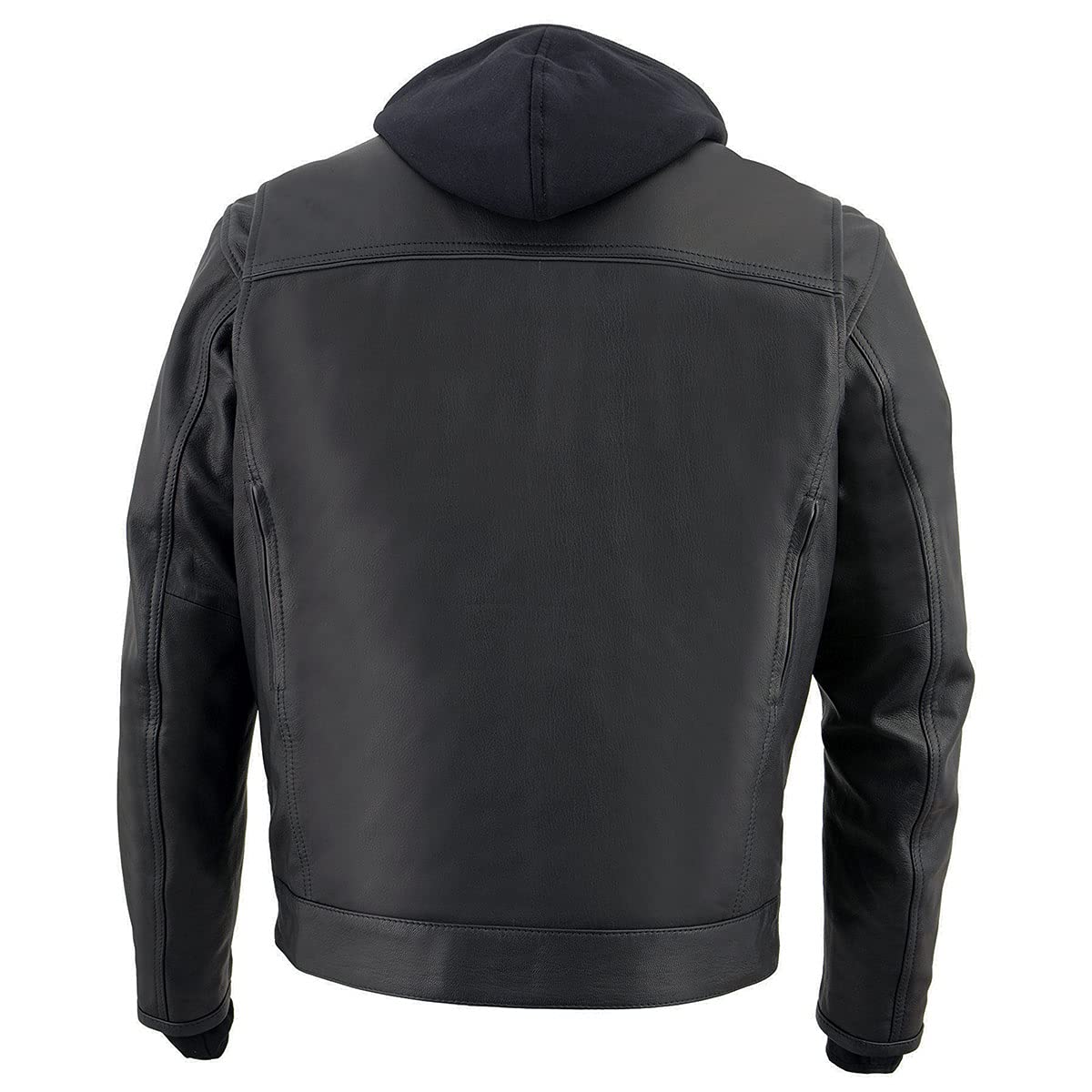Milwaukee Leather MLM1537 Men's Black Utility Pocket Vented Motorcycle Jacket with Removable Hood - Windproof Riding Gear for Harley & Cruiser Bikes (Commuting, Touring & Outdoor Adventures)