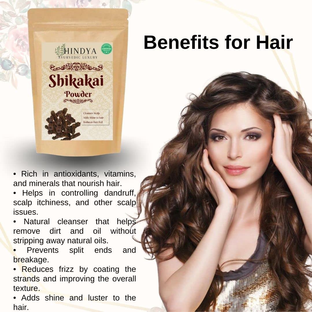 Hindya Ayurvedic Shikakai Powder for Hair Care - 100g Natural Acacia Concinna Powder | Controls Hair Fall & Dandruff | All Hair Types | Perfect for Daily Hair Wash & Scalp Treatment