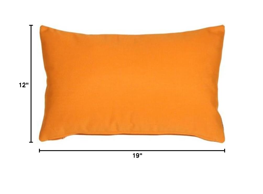 Sunbrella Outdoor Pillow Set of 2 - 12x19 Inch Tangerine Orange Decorative Throw Pillows with Inserts | Patio, Poolside & Garden Decor