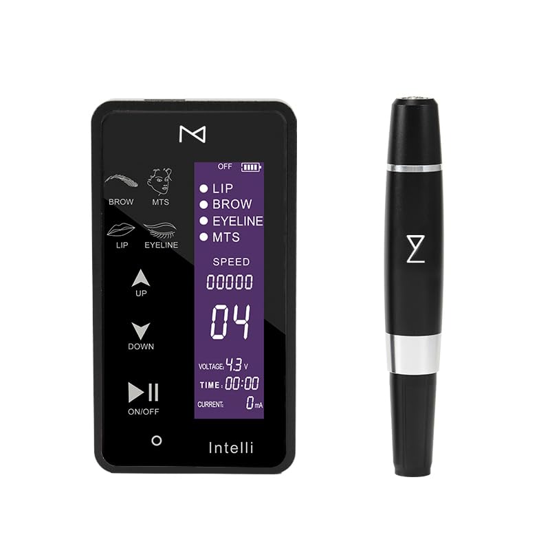 **Mellie Permanent Makeup Machine - Digital Touch Screen Panel for Microblading, Ombre Powder Brows, Lips & Eyeliner - LCD Control Panel - Multi-Function Tattoo Device (Black) - Perfect for Salon & Home Use**