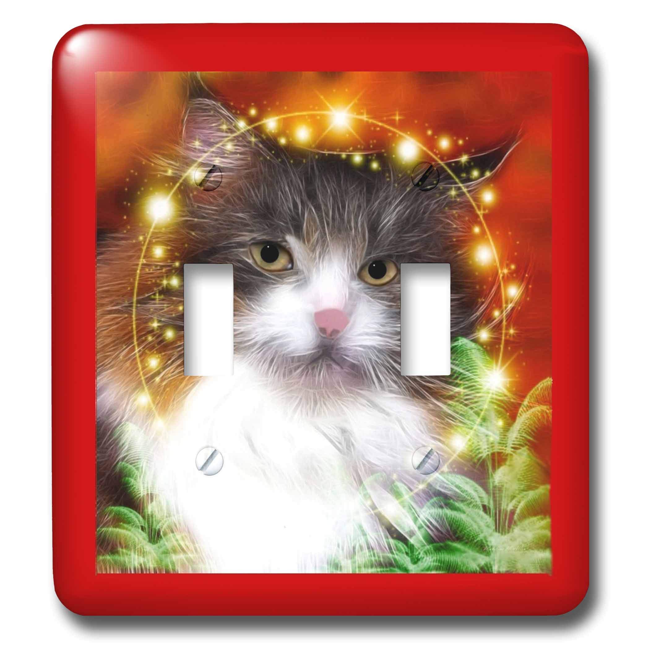 3D Rose Norwegian Forest Cat Double Toggle Switch - Decorative Wall Plate Cover for Home, Office, or Gift (Ideal for Cat Lovers and Pet Owners)