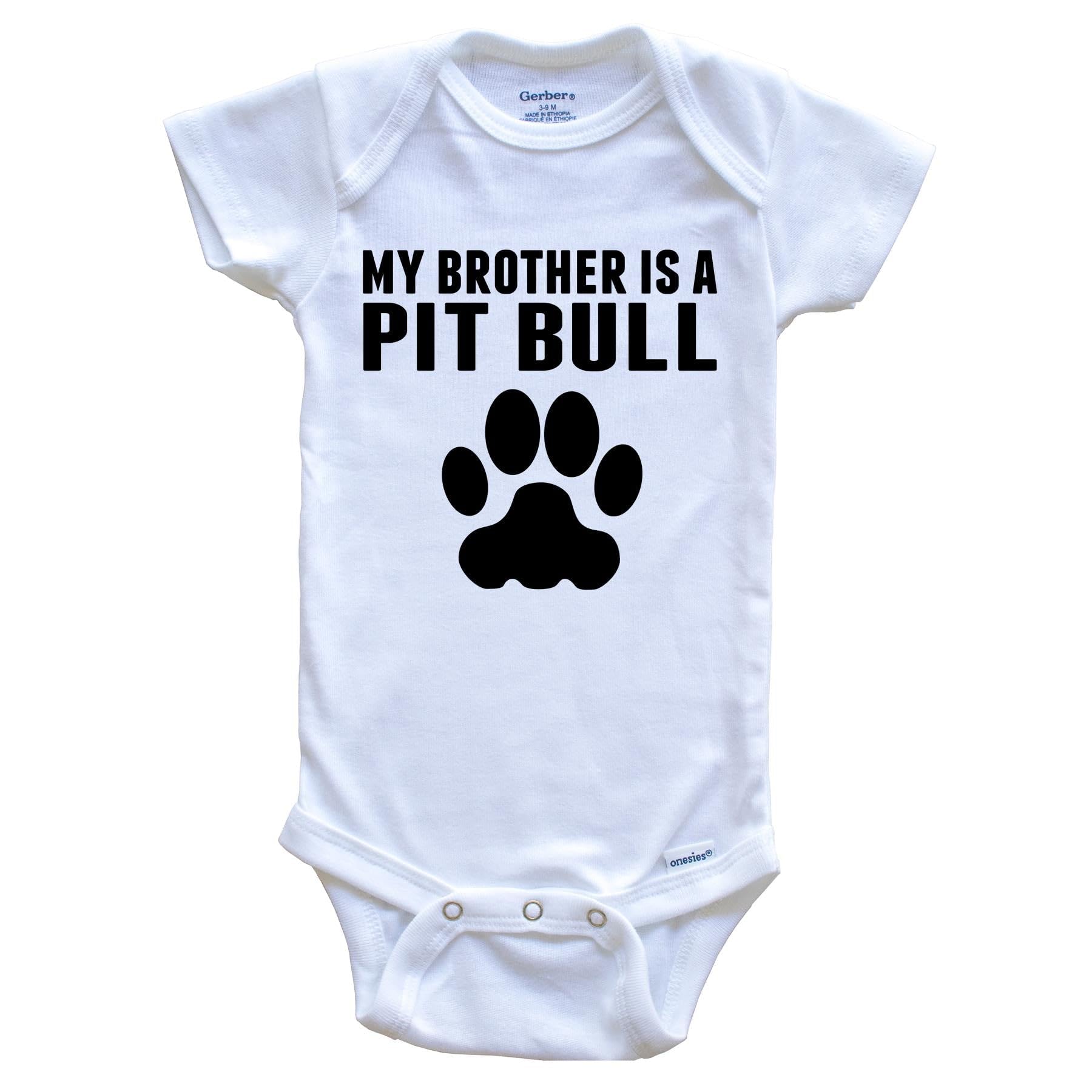 My Brother is a Pit Bull One-Piece Baby Bodysuit - Cute Dog Print Infant Romper for Boys & Girls - Perfect for Playtime, Family Photos & Dog Lover Gifts