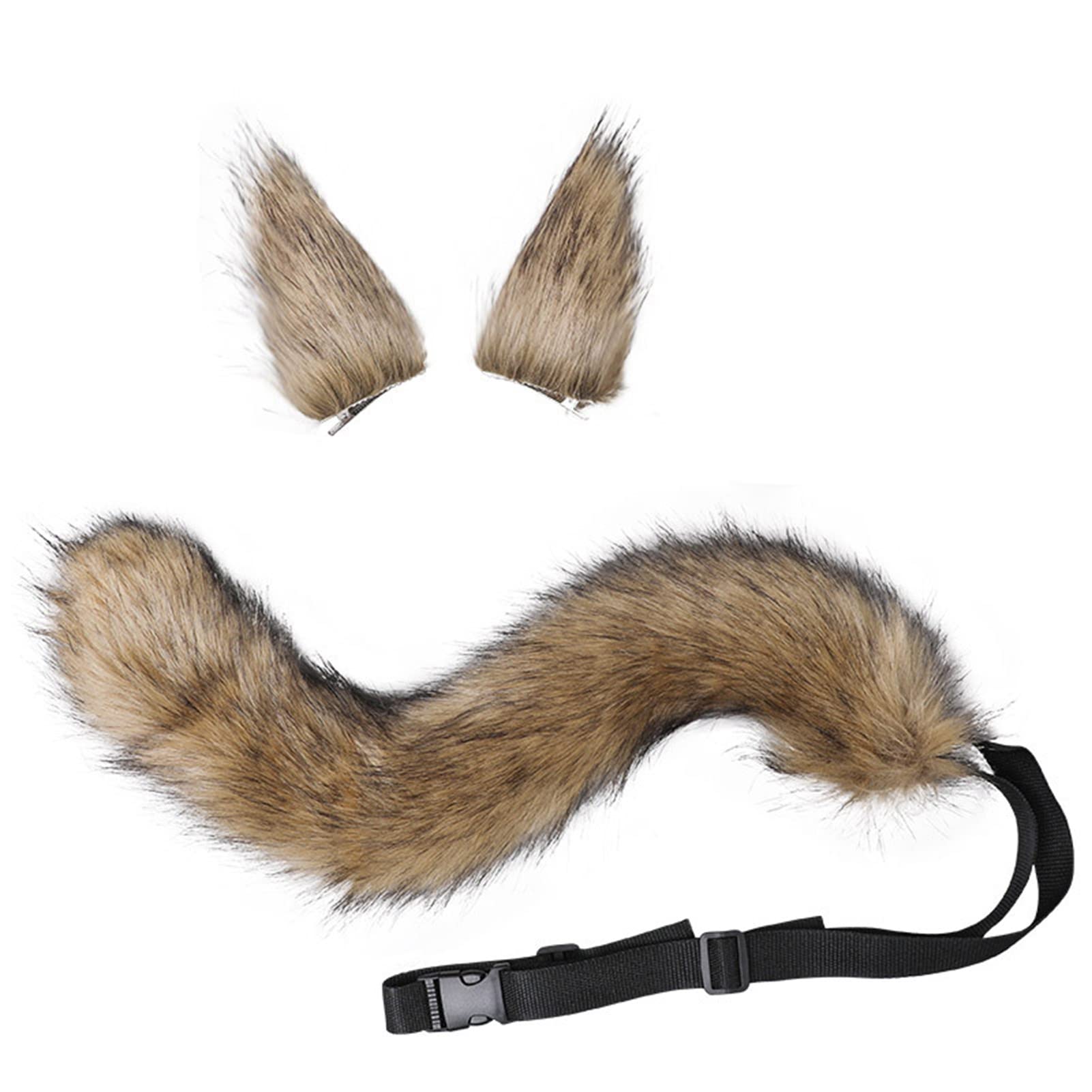 Song Qing Party Cosplay Costume Fox Ears Faux Fur Hair Hoop Headband + Tail Set - Anime Cosplay, Halloween Costume, Themed Party Accessories for Women & Girls