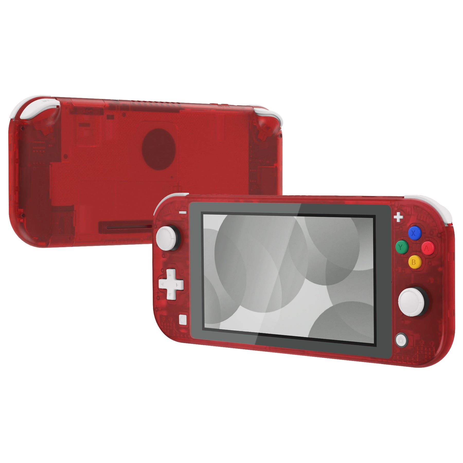 eXtremeRate Clear Red DIY Replacement Shell for Nintendo Switch Lite - Custom Controller Housing with Screen Protector | Perfect for Gaming Enthusiasts & DIY Modders | Enhance Your NSL Handheld Experience
