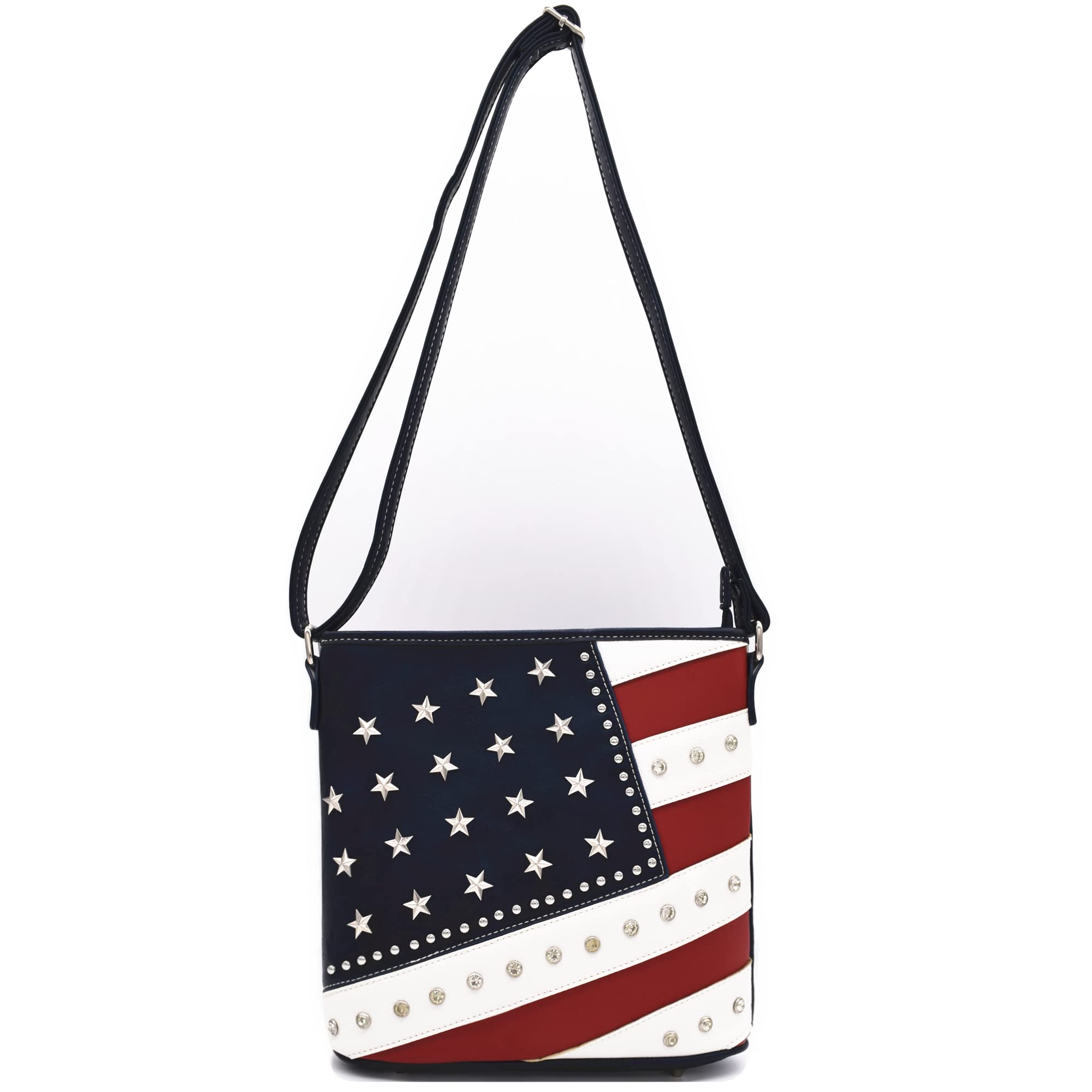 Western Origin American Flag USA Patriotic Purse - Stars & Stripes Women's Shoulder Bag Crossbody Wallet in Blue | Perfect for 4th of July, Memorial Day & Patriotic Events