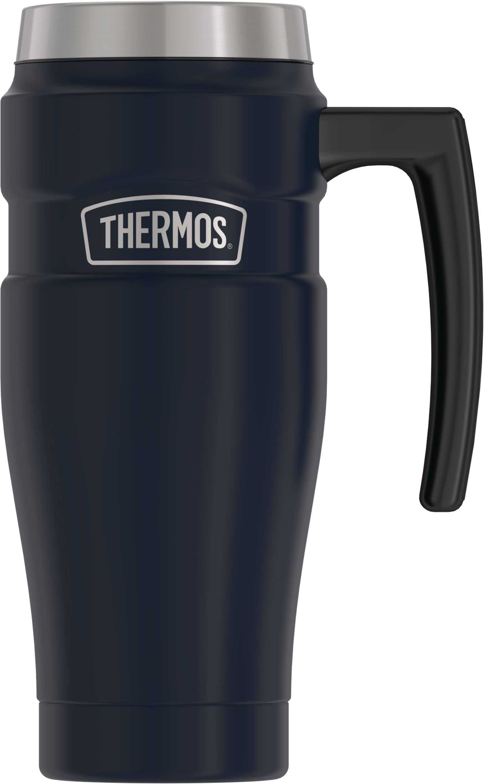 THERMOS Stainless King Vacuum-Insulated Travel Mug - 16oz Leak-Proof Coffee Thermos, Double-Wall Insulation Keeps Drinks Hot/Cold for Hours - Perfect for Commuting, Camping & Office Use (Midnight Blue)