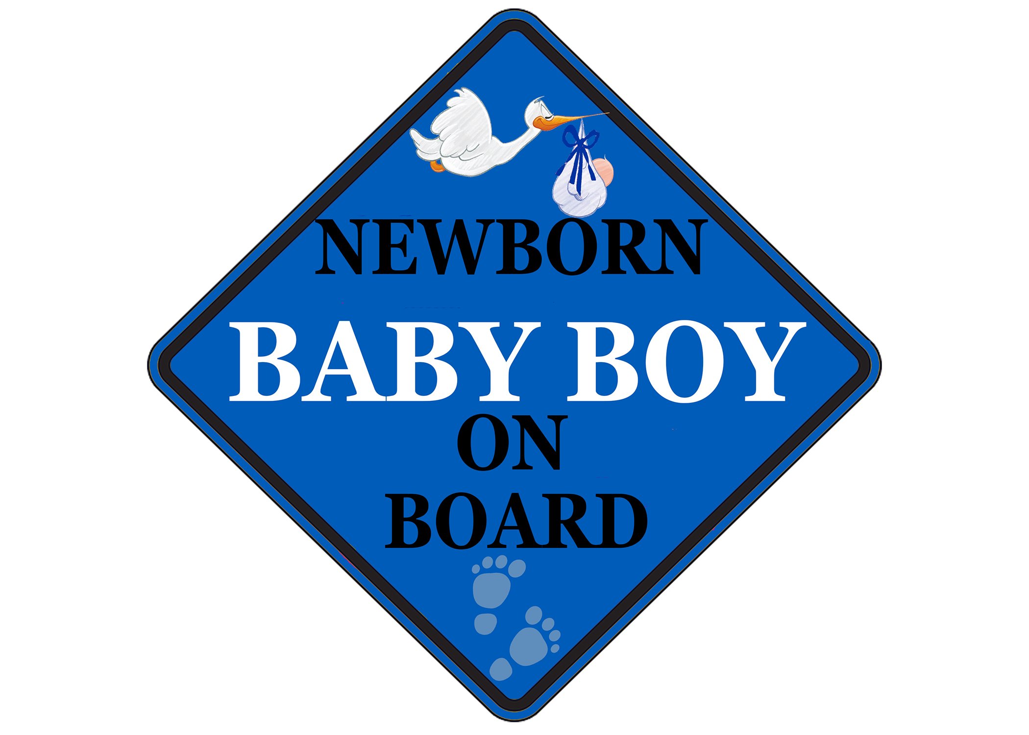 4 Pack Blue Newborn Baby Boy On Board Car Decals - Safety Window Stickers for Vehicles, Trucks & SUVs - Perfect for New Parents and Baby Safety Awareness