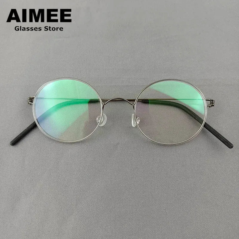 Aimee Women's Full Rim Round Screwless Titanium Eyeglasses 13120 - Lightweight & Durable Eyewear for Work, Reading & Fashion