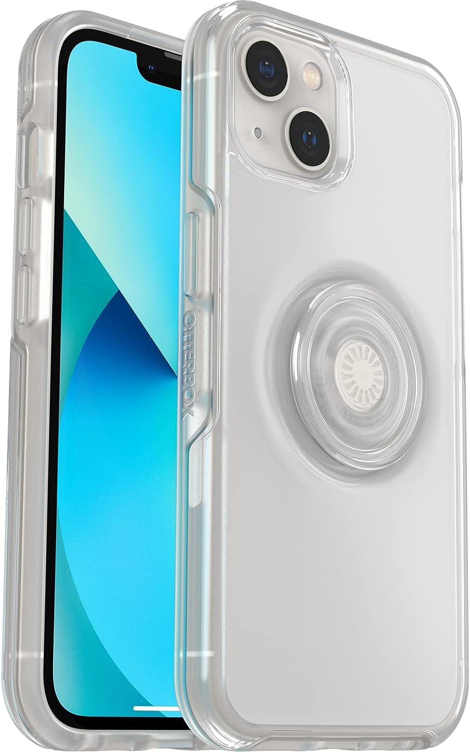 OtterBox iPhone 13 Case with PopSockets - Clear Symmetry Series Slim Protective Cover | Built-in PopGrip, Raised Edges for Screen & Camera Protection | Perfect for Everyday Use, Commuting & Travel