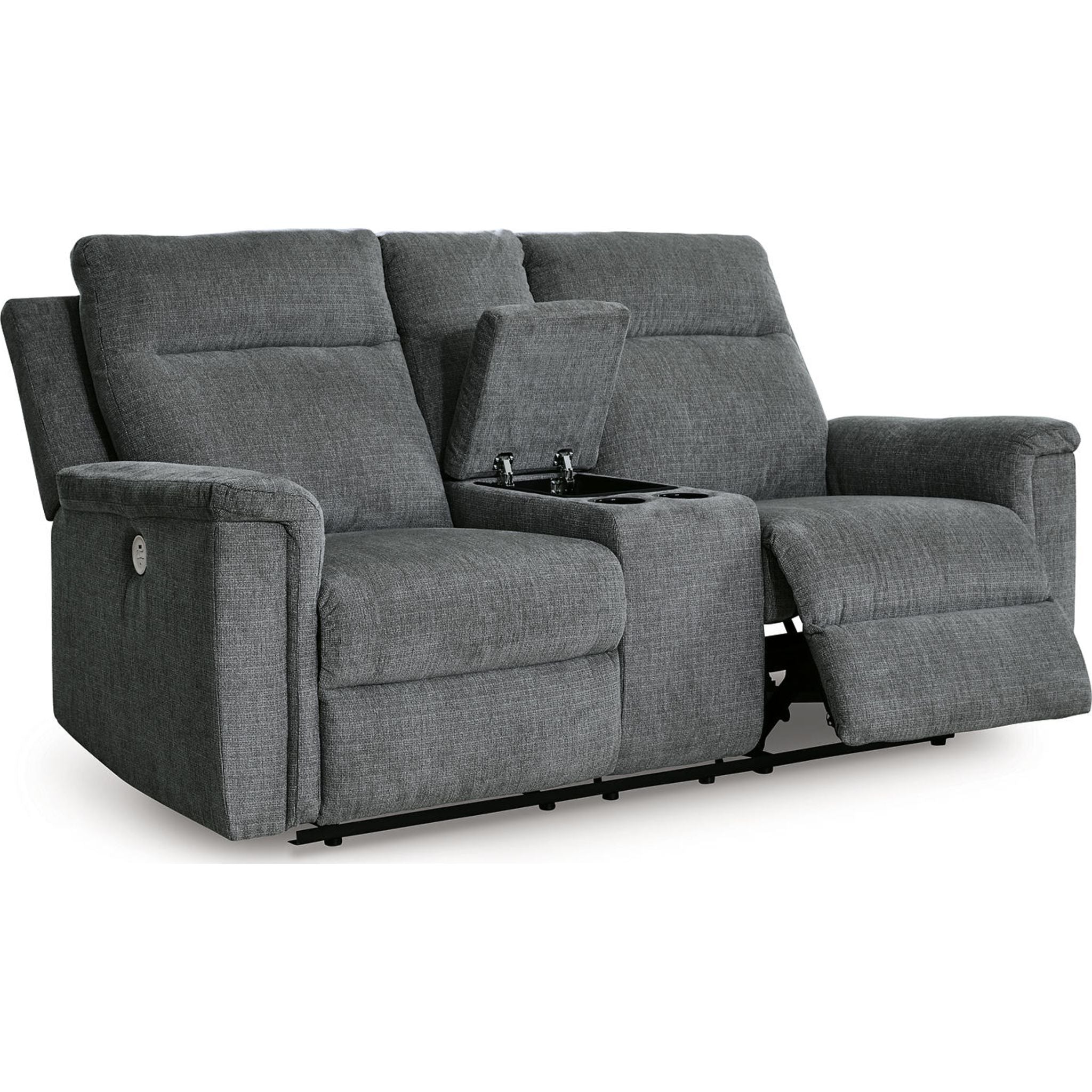 Barnsana Power Reclining Loveseat with Console - Modern Electric Recliner Sofa for Living Room, Home Theater & Family Room - Comfortable Dual Motor Couches with USB Charging & Cup Holders