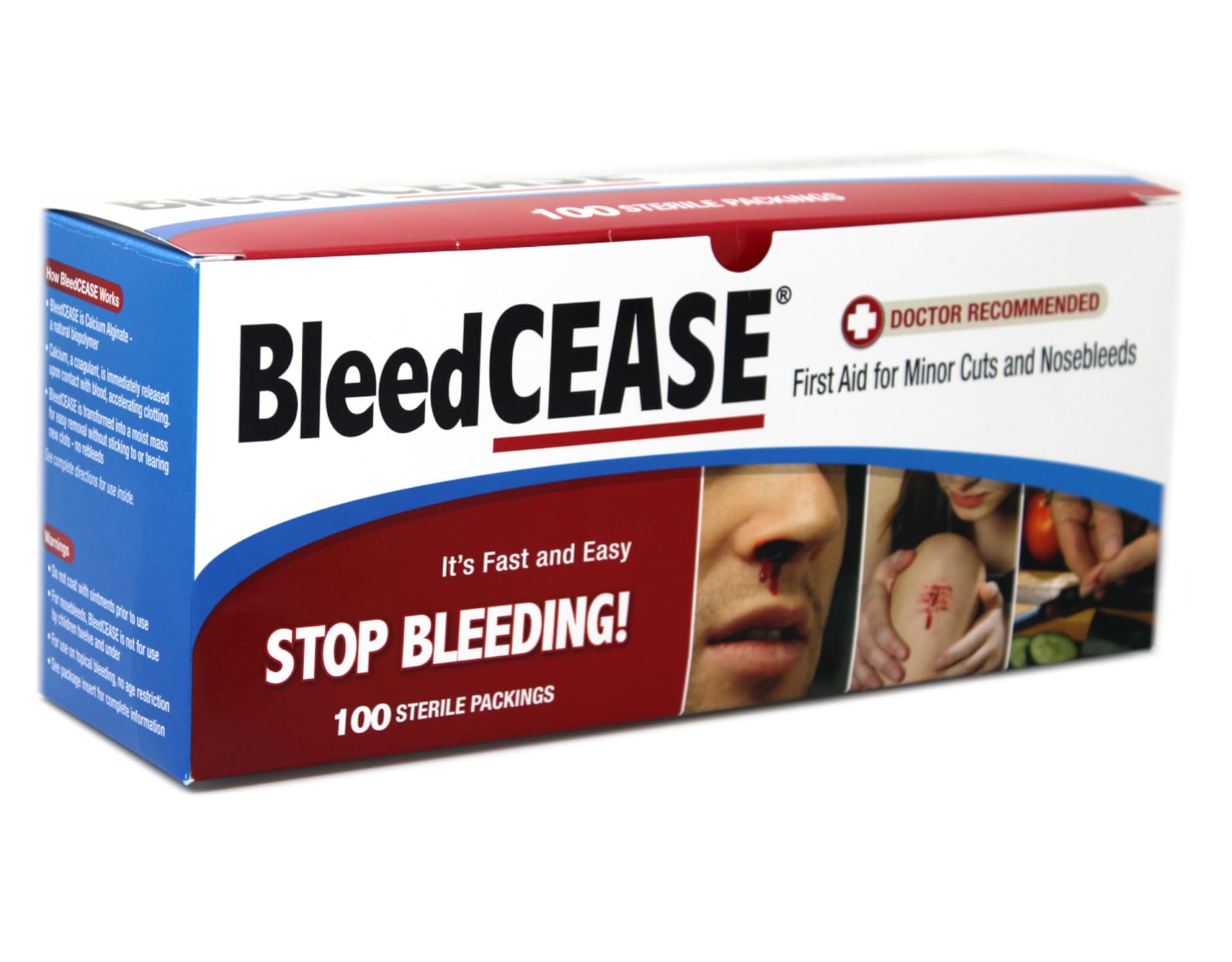 BleedCEASE Hemostatic Gauze - Box of 100 | Fast-Acting Blood Clotting for Wounds & Injuries | First Aid, Emergency, Surgery & Trauma Care