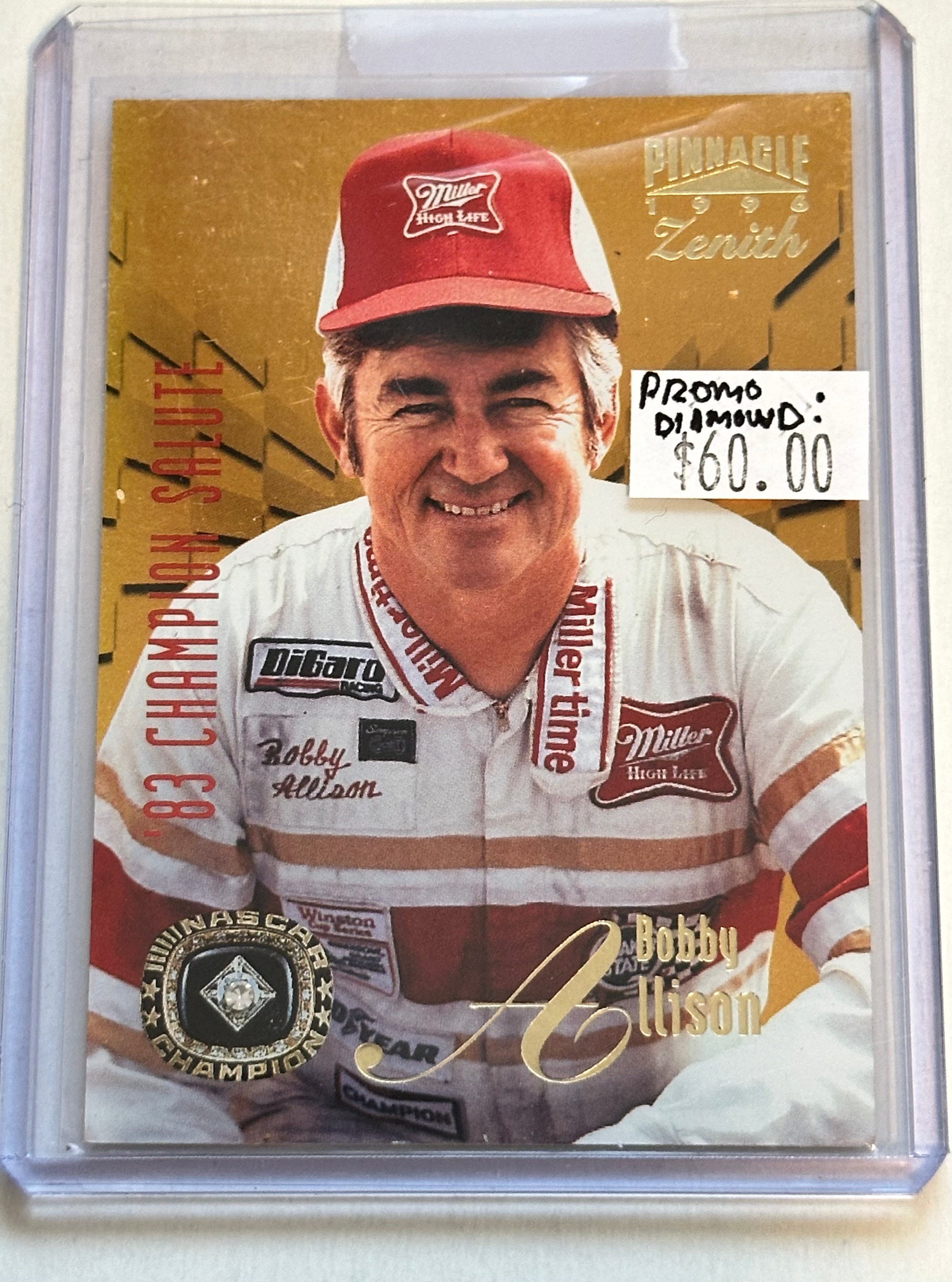 1996 NASCAR Bobby Allison Limited Edition Diamond Racing Promo Card - Collectible Memorabilia for Racing Fans & Sports Enthusiasts | Perfect for Display, Gifts, and Racing Collections