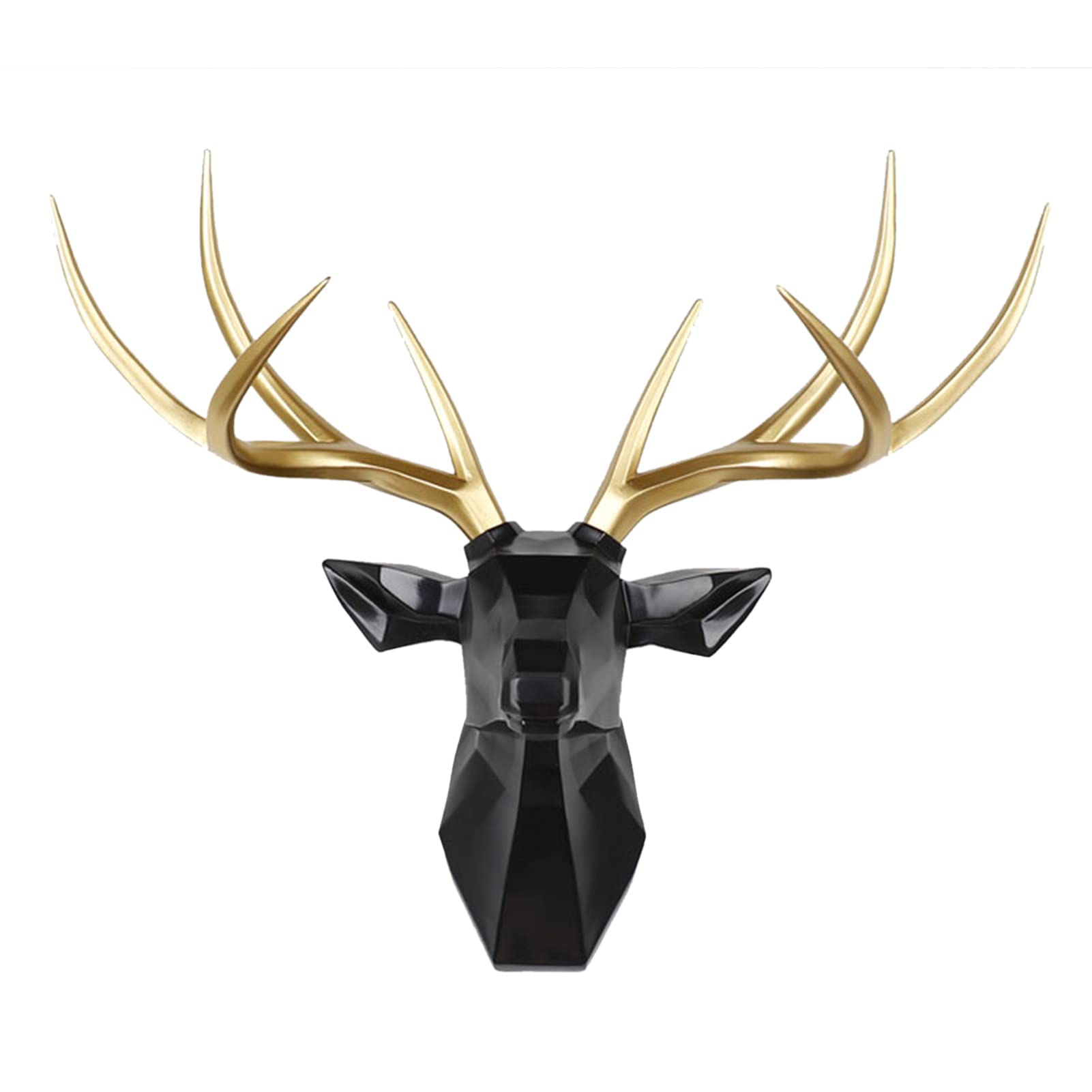 Geometric Stag Head Wall Decor - Faux Deer Head Taxidermy, Black Metal Animal Head Wall Art for Living Room, Dining Room & Bedroom - Modern Home Decor for Rustic, Farmhouse or Contemporary Interior Design