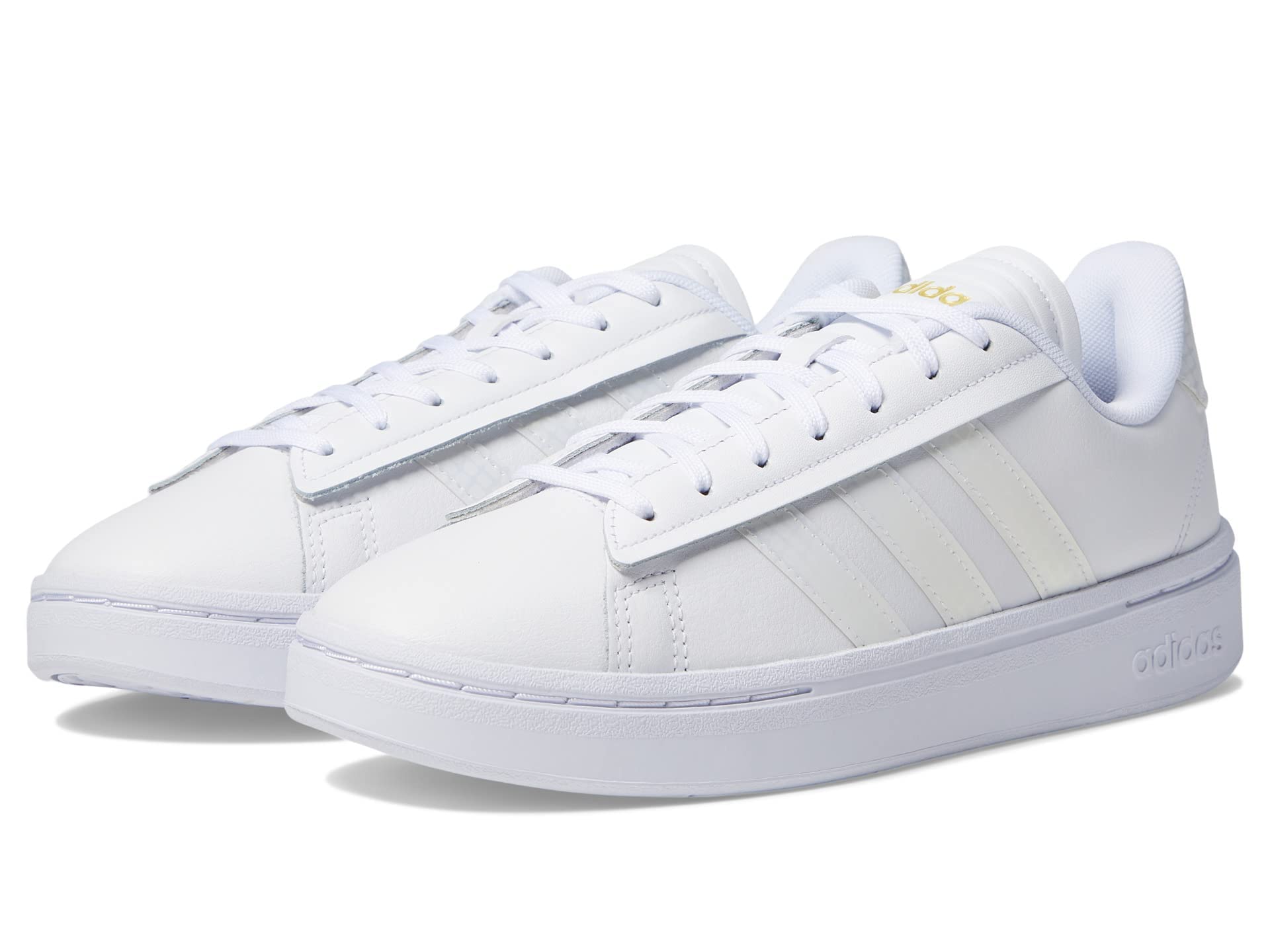 Adidas Women's Grand Court Alpha White Gold Metallic Sneakers - Size 9.5 | Classic Comfortable Tennis Shoes for Women | Perfect for Casual Wear, Gym & Everyday Fashion