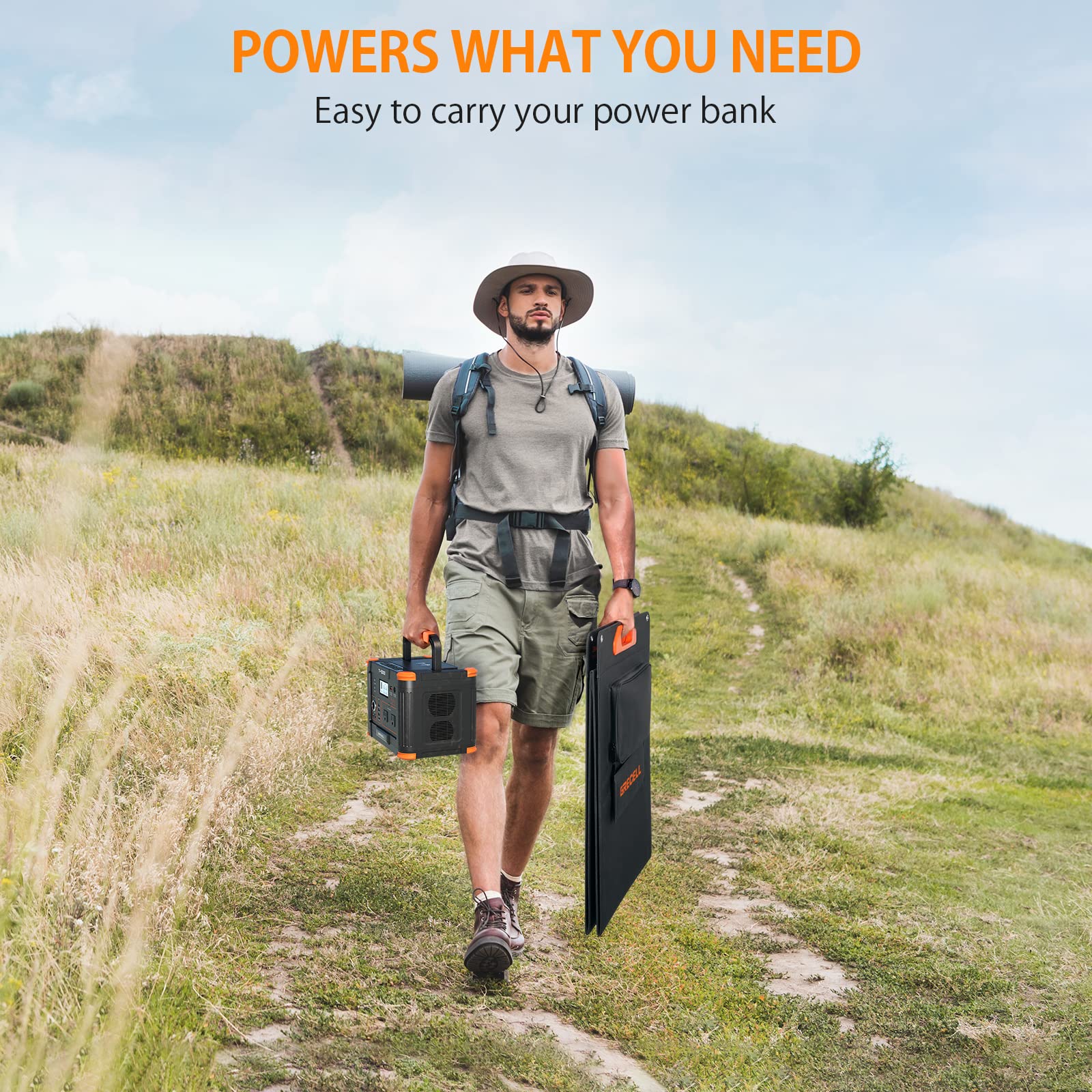 GRECELL 1000W Solar Generator with 200W Portable Solar Panel | 999Wh Portable Power Station | Lithium Battery Backup | USB-C PD 60W | for Outdoor Camping, RV, Off-Grid Living & Home Emergency Power Supply | Perfect for Blackouts, Road Trips & Remote Work