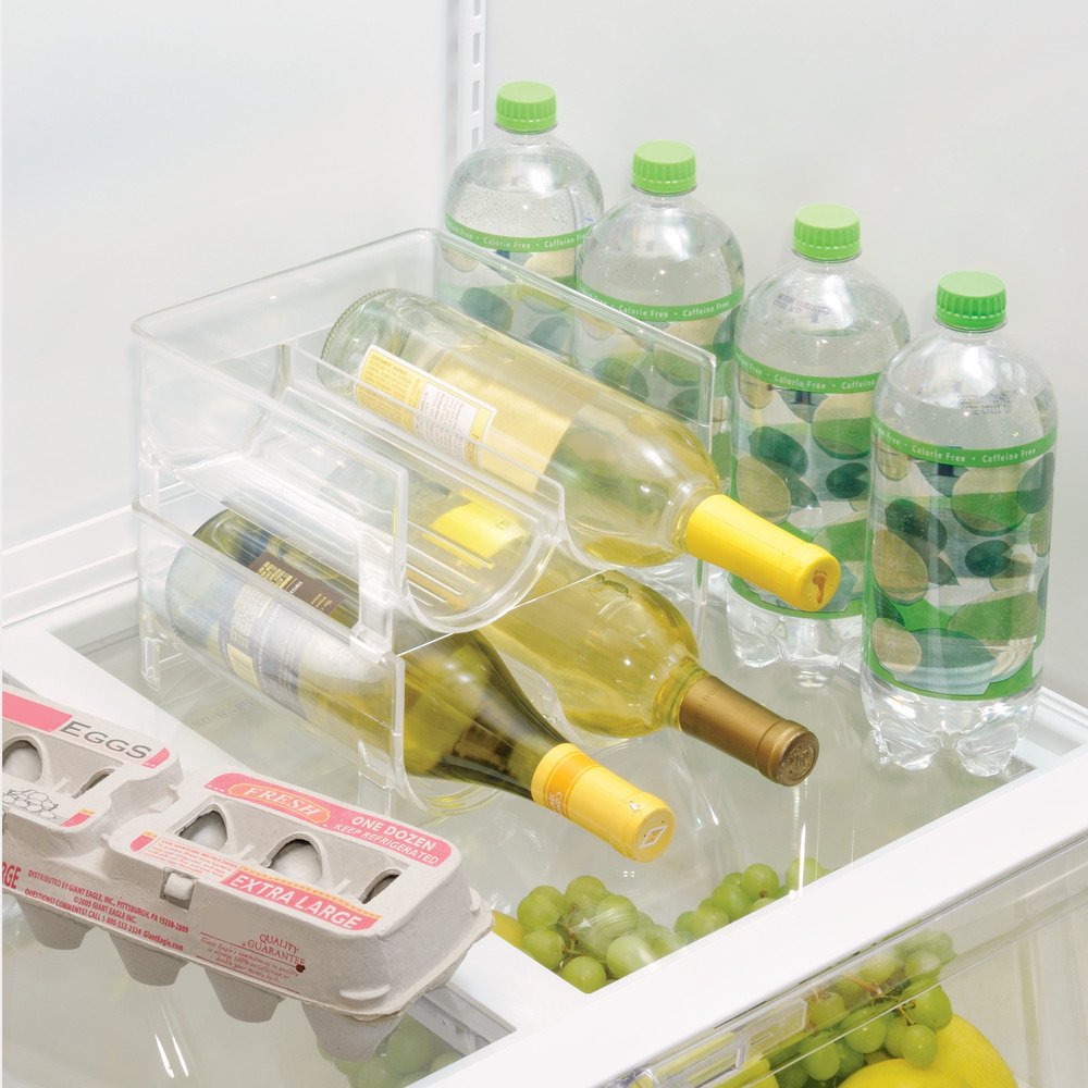 InterDesign Stackable Wine Storage Rack - Clear 2-Bottle Organizer for Refrigerator or Kitchen Countertops | Space-Saving Wine Bottle Holder for Small Kitchens, Bars & Dining Rooms