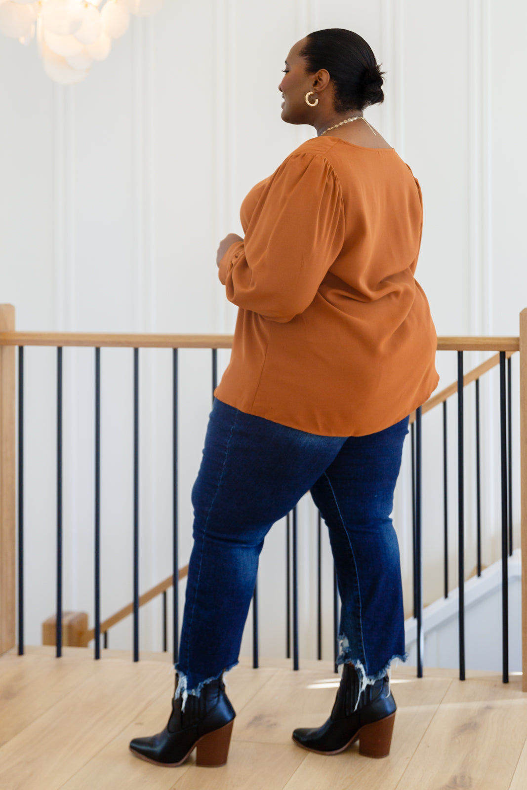 Stylish V-Neck Blouse in Toffee Brown - Perfect for Casual Outings & Office Wear