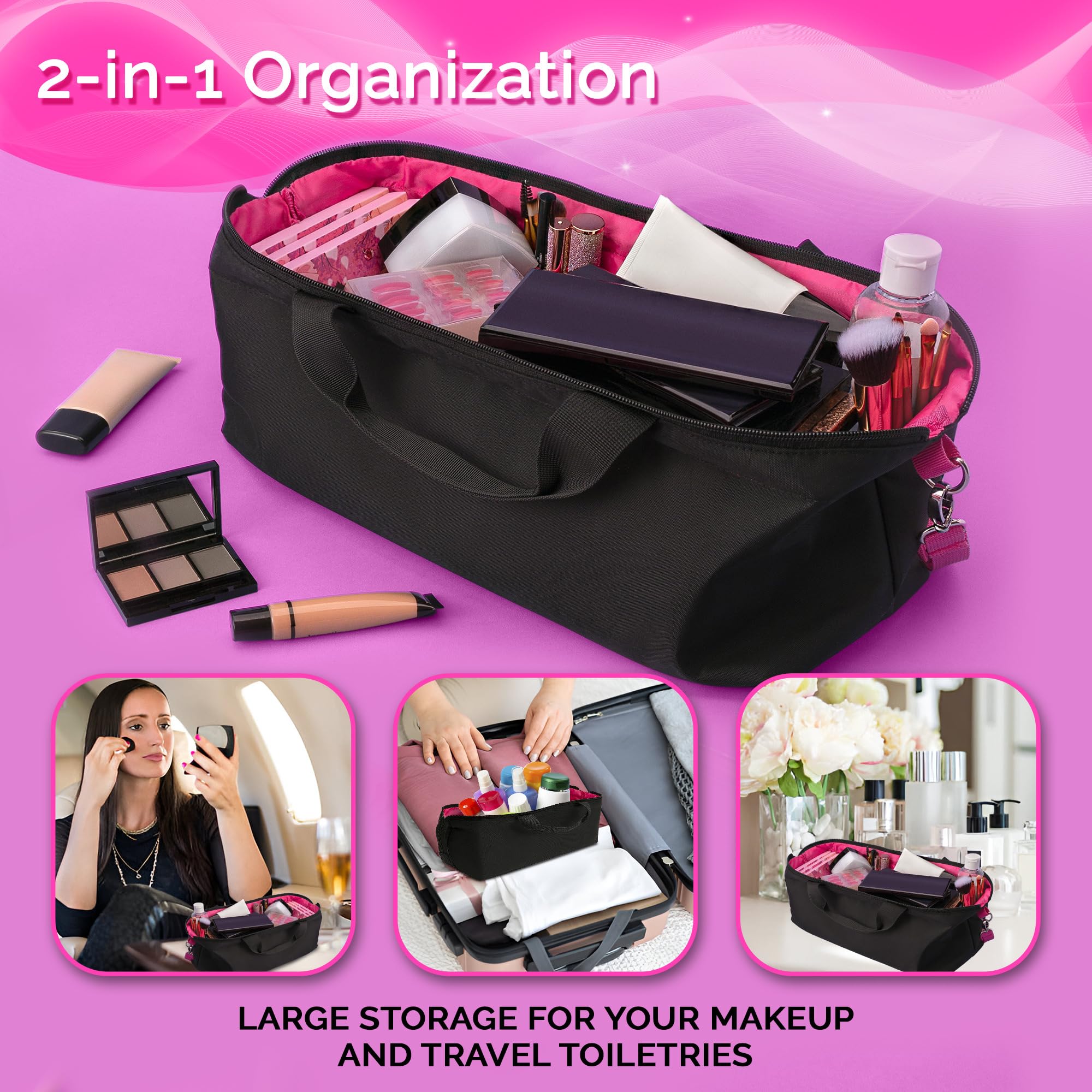 Heat Resistant Travel Bag for Flat Iron, Hair Straightener & Curling Iron - Portable Hot Tools Organizer with Silicone Mat & Glove - Perfect for Travel, Salon Visits & Home Storage