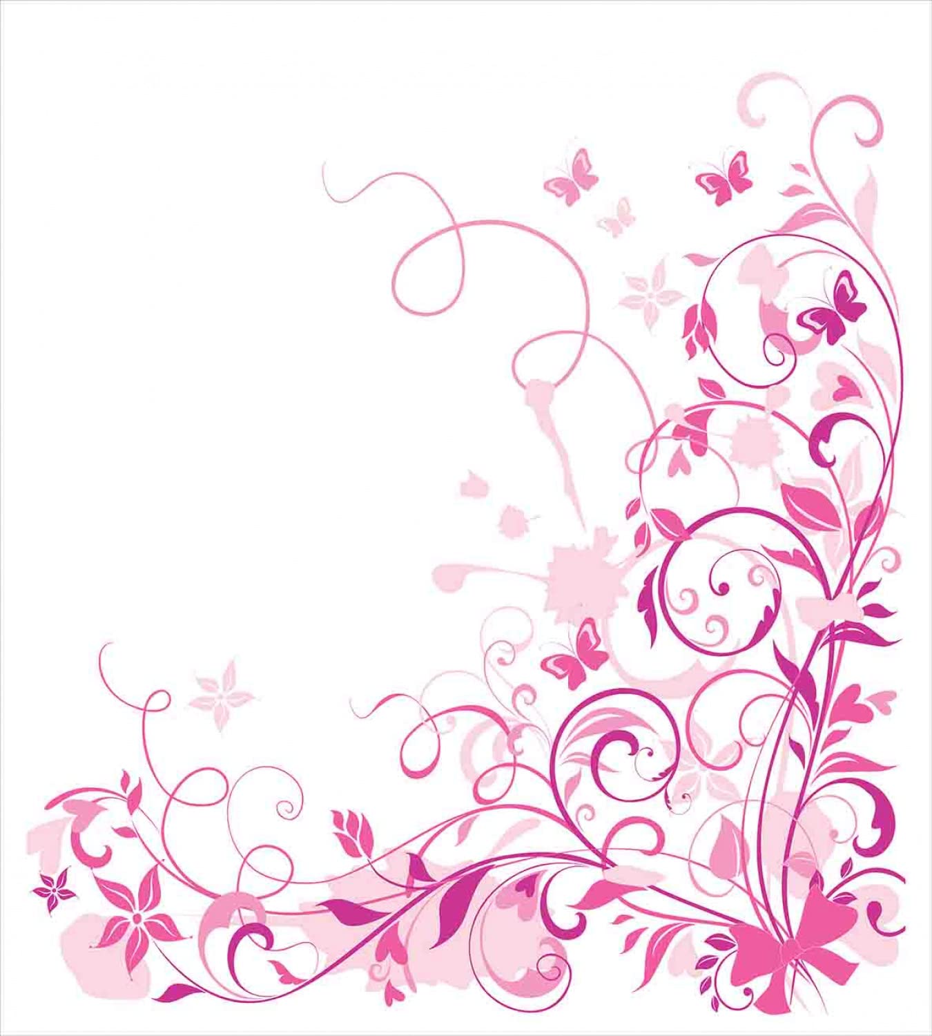 Ambesonne Rose Duvet Cover Set Queen Size - 2 Pack Floral Butterfly Design with Swirling Leaves, Pink & Magenta Bedding Set Includes 2 Duvet Covers & 4 Pillowcases | Perfect for Spring Bedroom Decor, Guest Room Makeover & Cozy Farmhouse Style